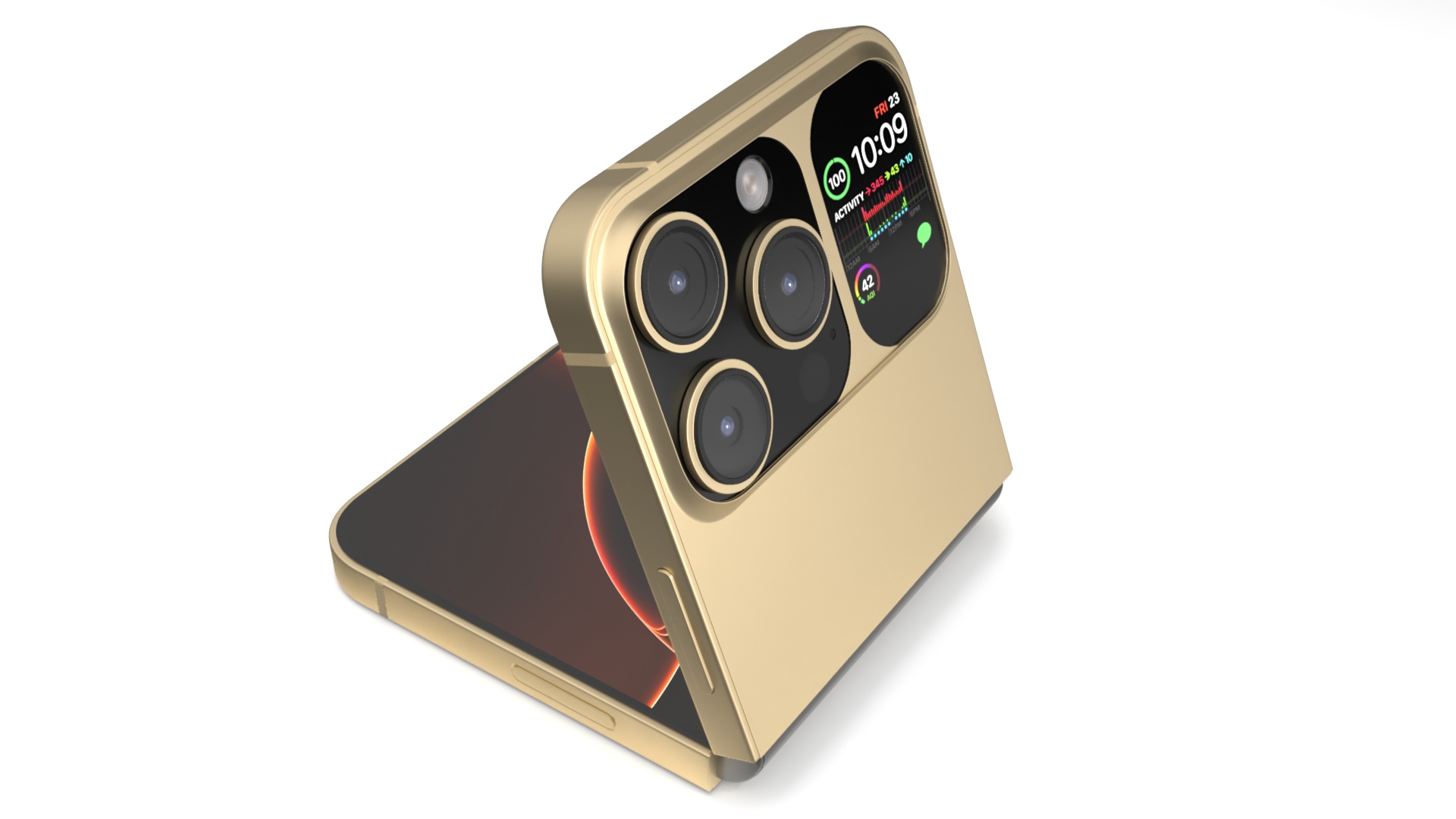 3D model Foldable iPhone Radiant Gold Rigged