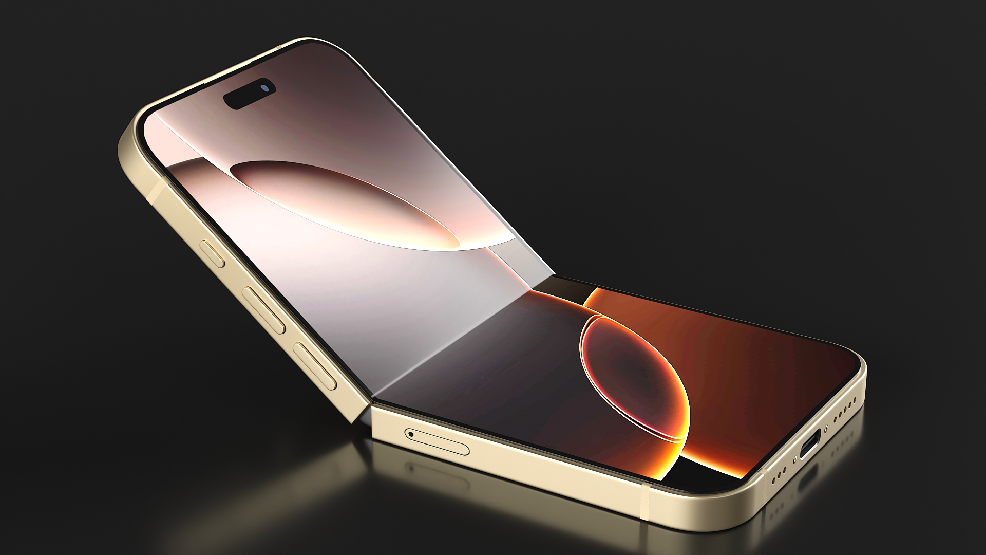 3D model Foldable iPhone Radiant Gold Rigged