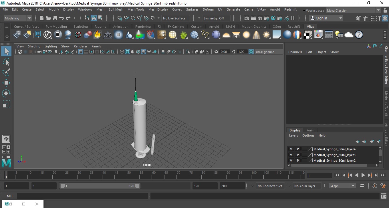 3D model Medical Syringe 30ml