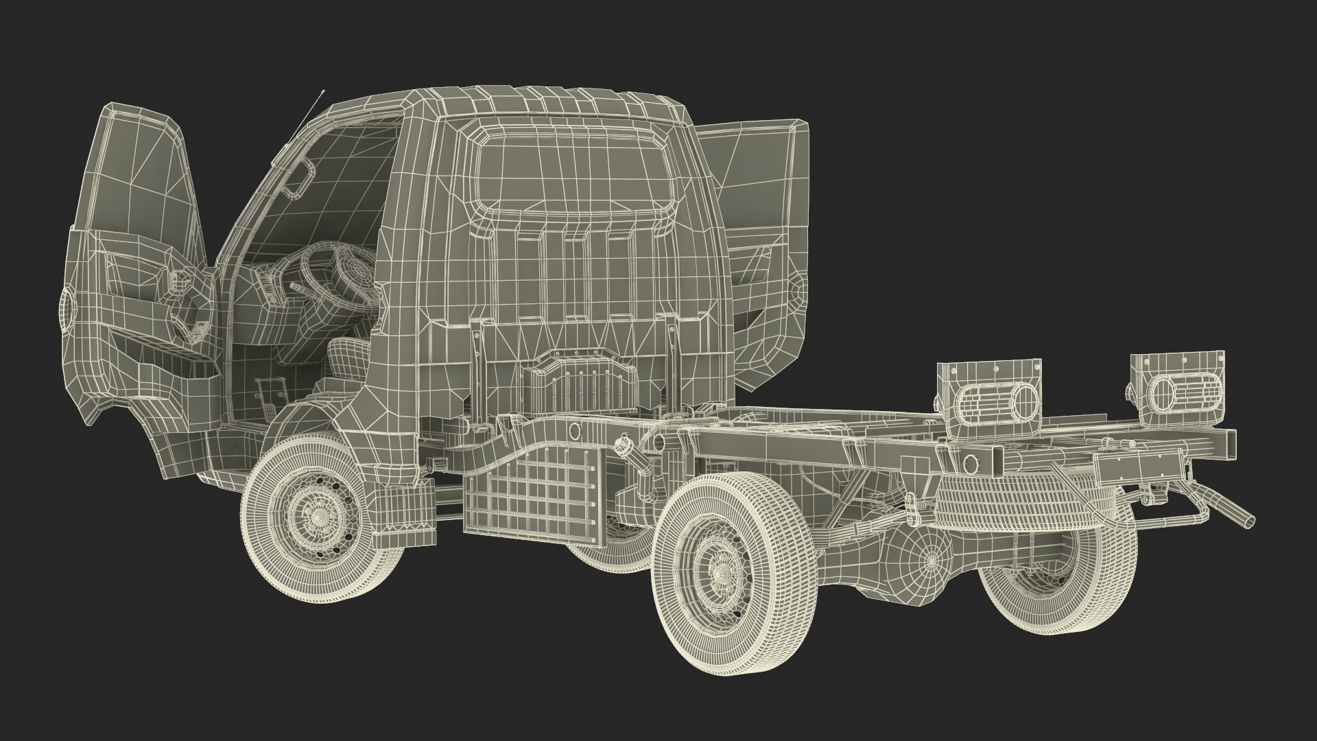 3D Mini Truck Hyundai HR 2023 Bare Chassis Rigged