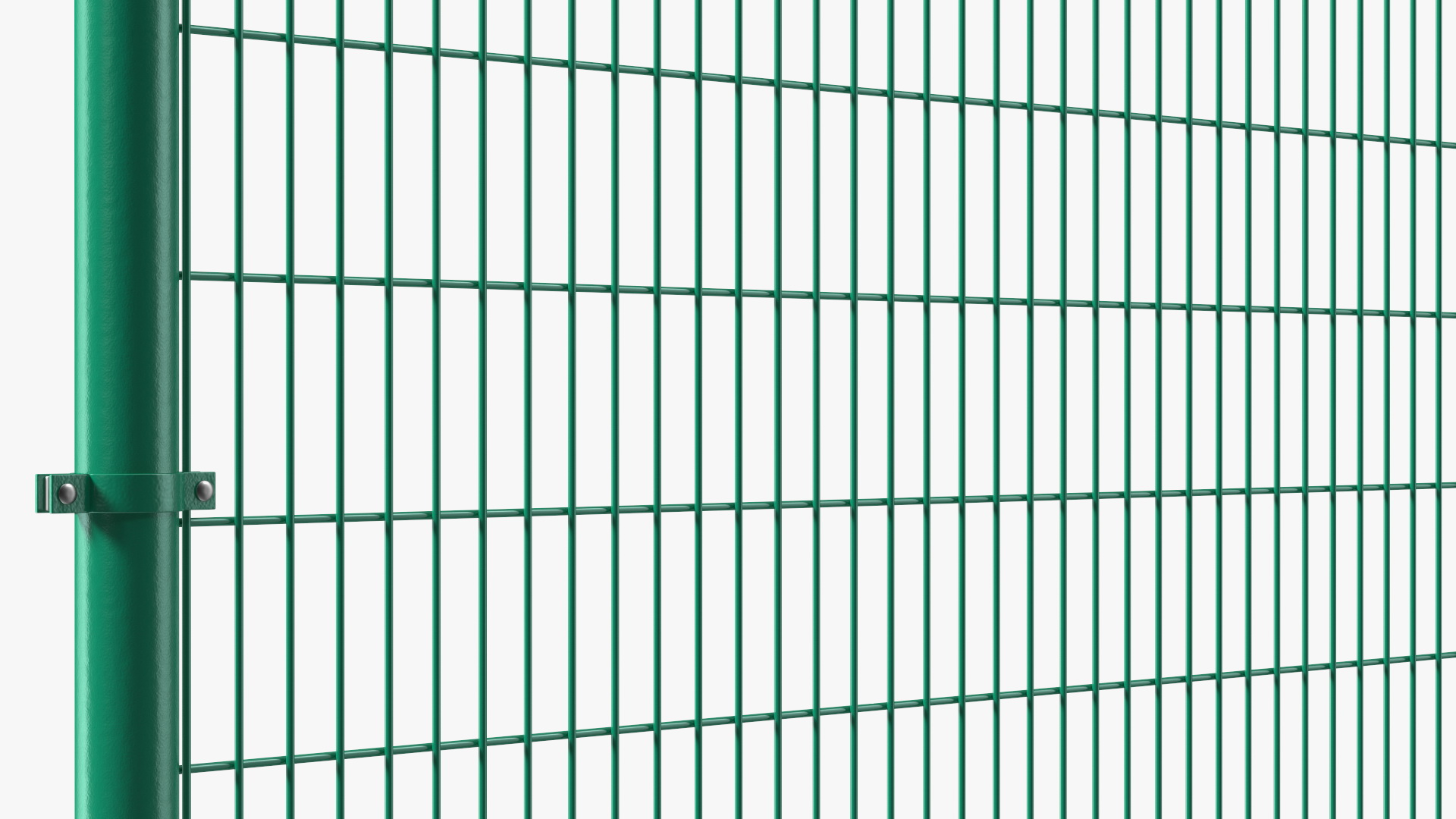 3D Mesh Fence With Barber Wire Green model