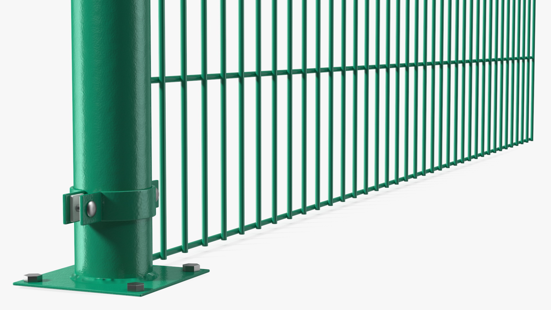 3D Mesh Fence With Barber Wire Green model