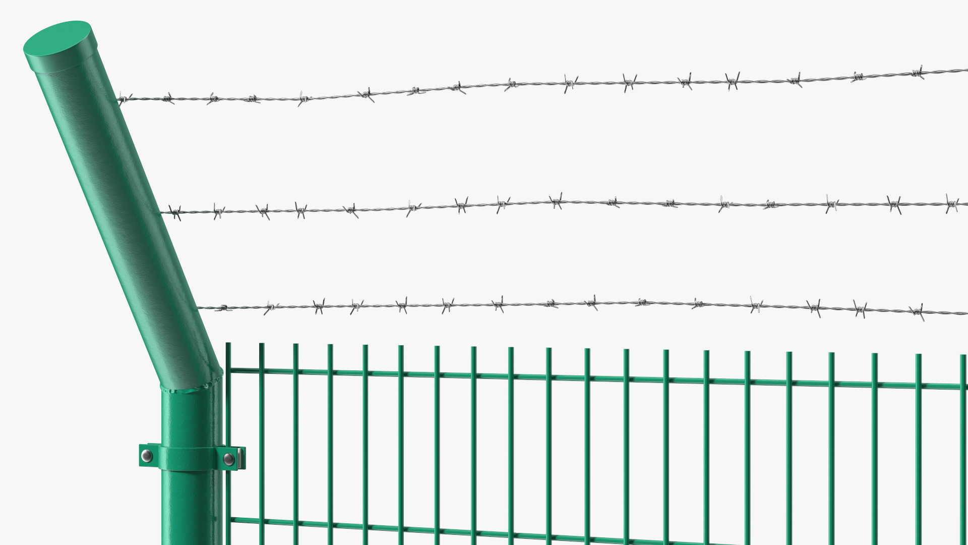 3D Mesh Fence With Barber Wire Green model