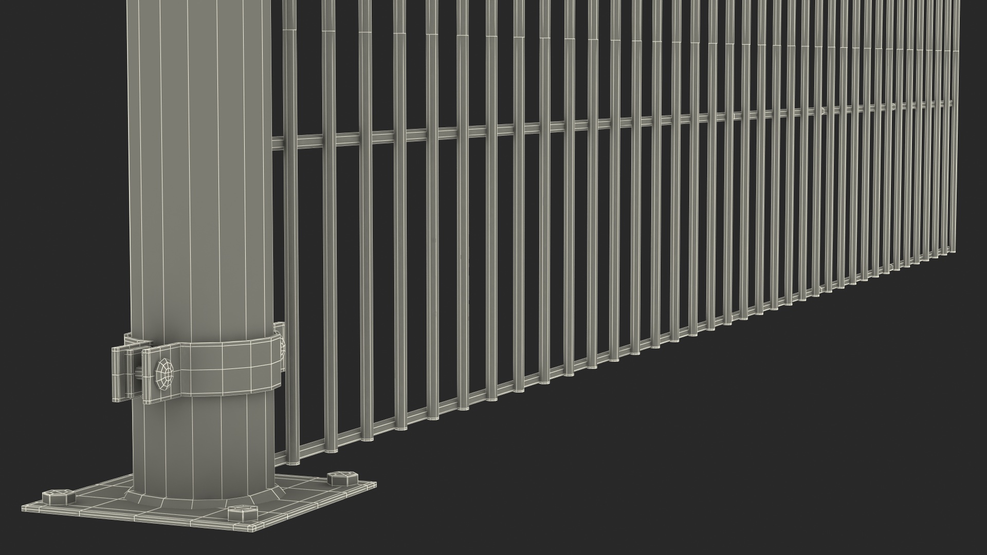 3D Mesh Fence With Barber Wire Green model