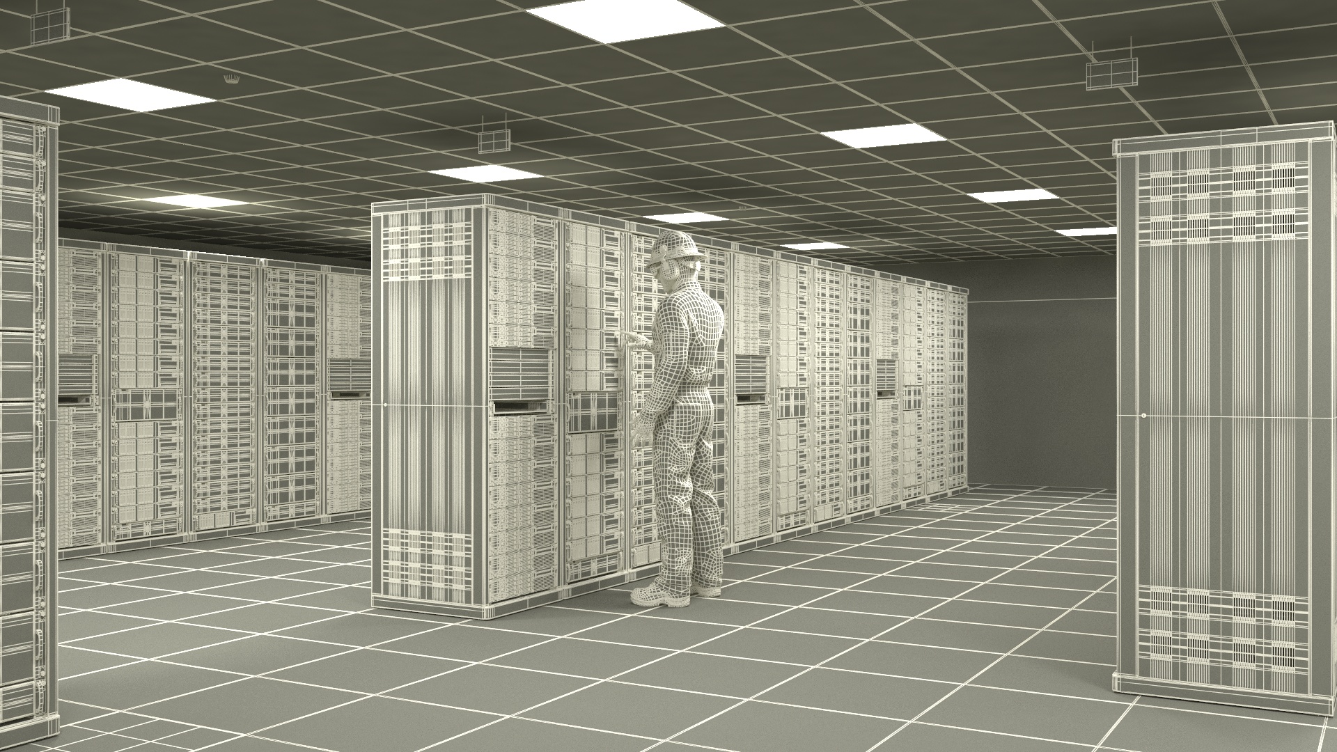 3D model Server Data Center with Worker