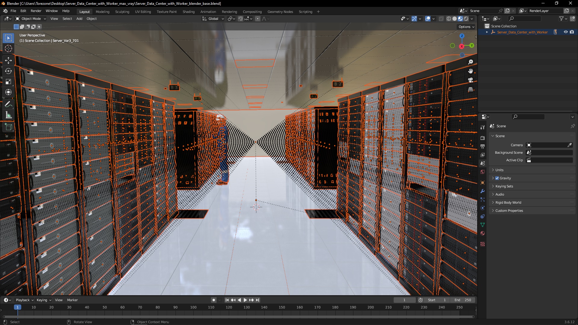 3D model Server Data Center with Worker