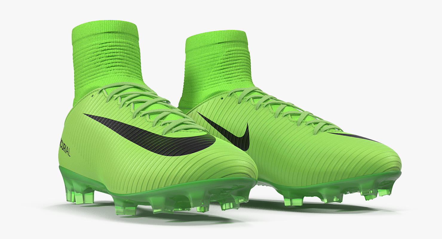 3D Green Football Cleats Nike Mercurial Veloce model