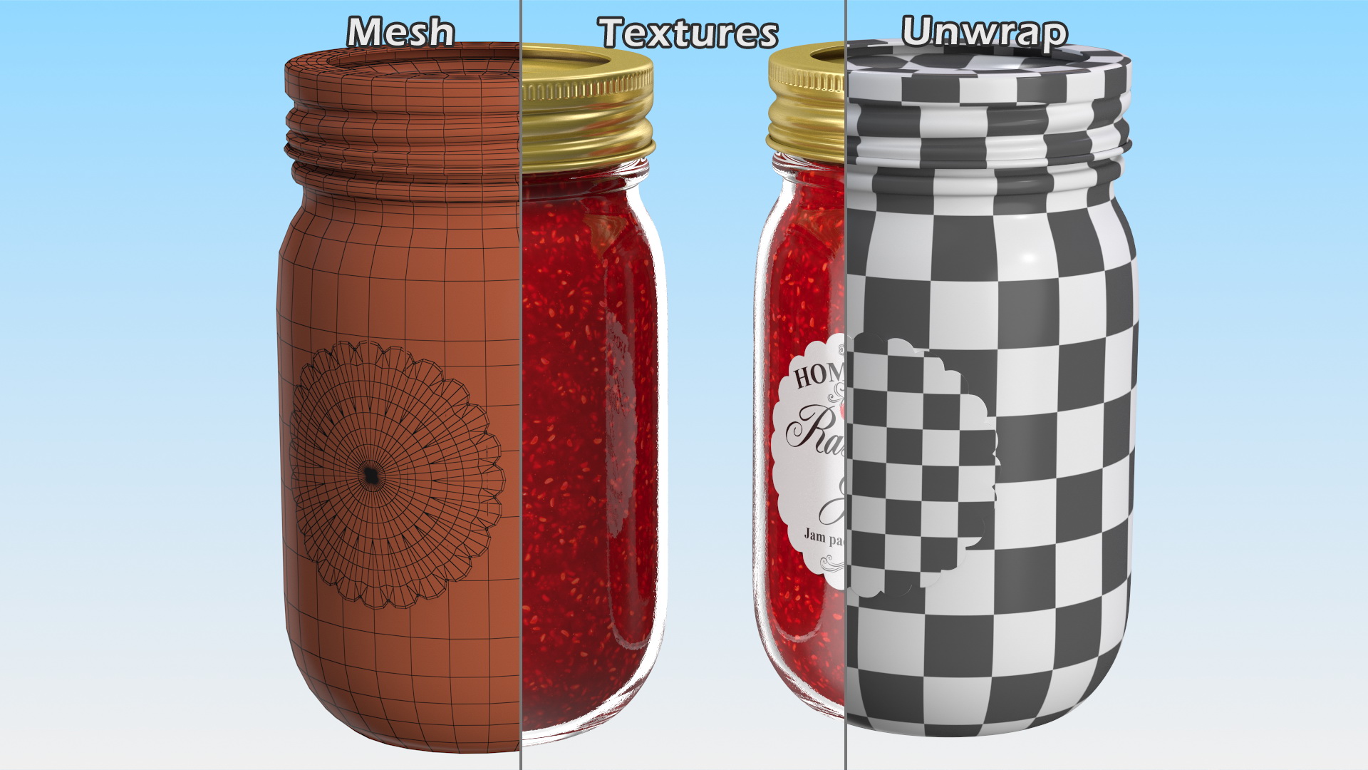 Jam Jar Raspberry 3D