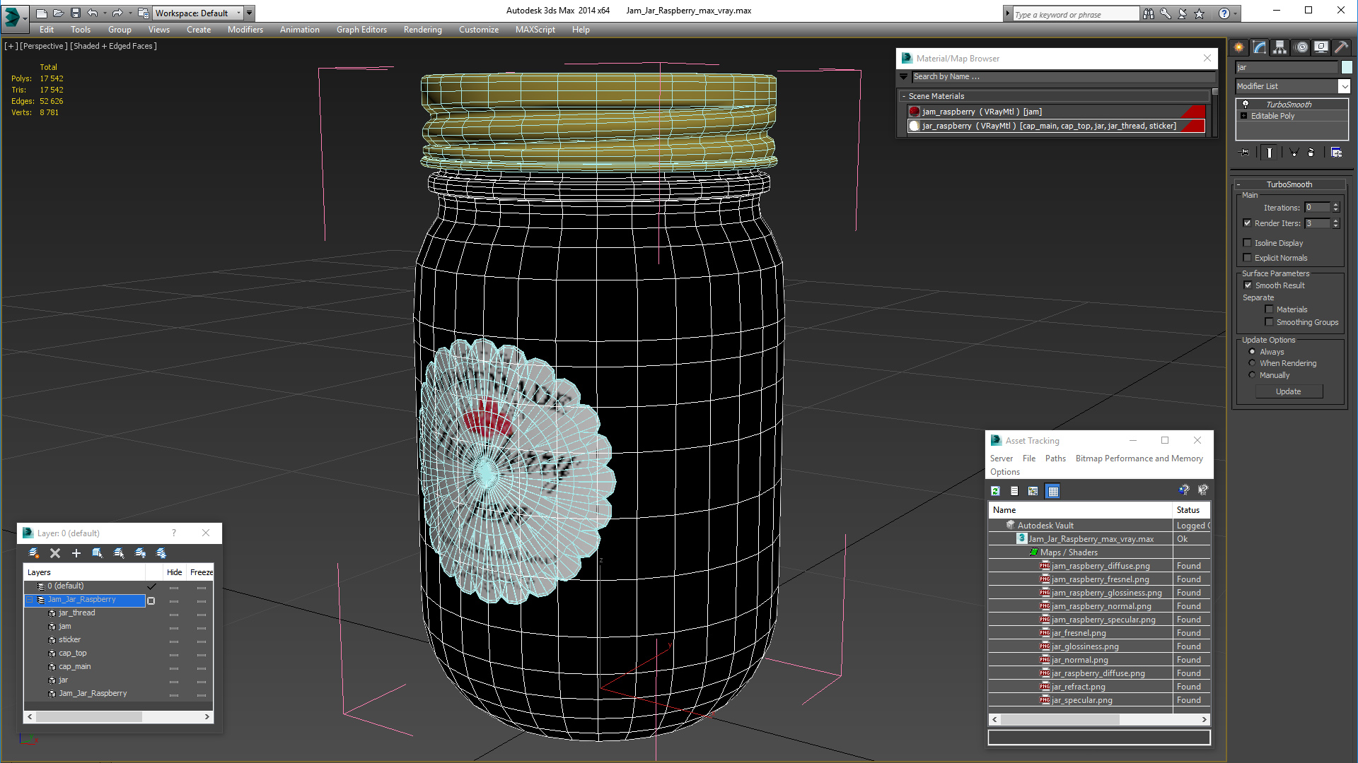 Jam Jar Raspberry 3D