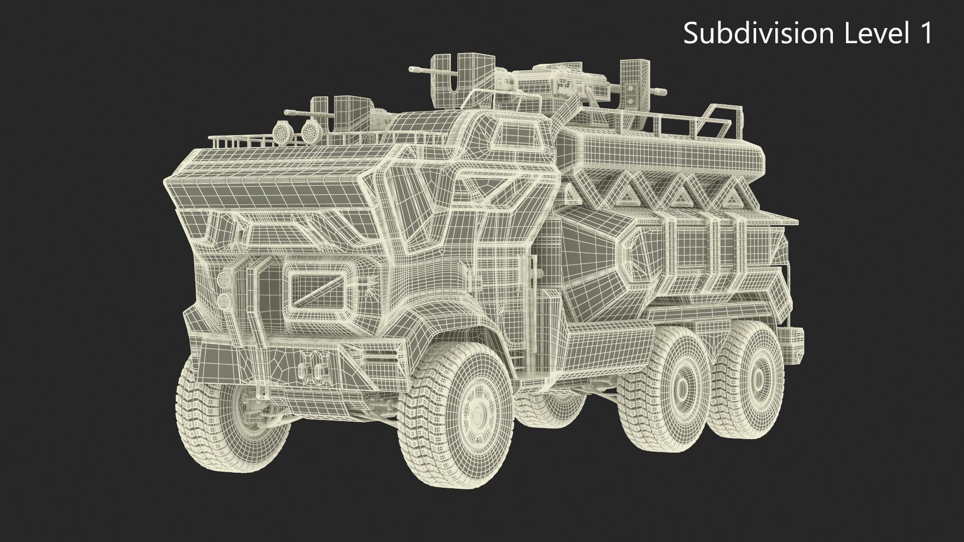 3D Sci-Fi Military Truck Rigged model