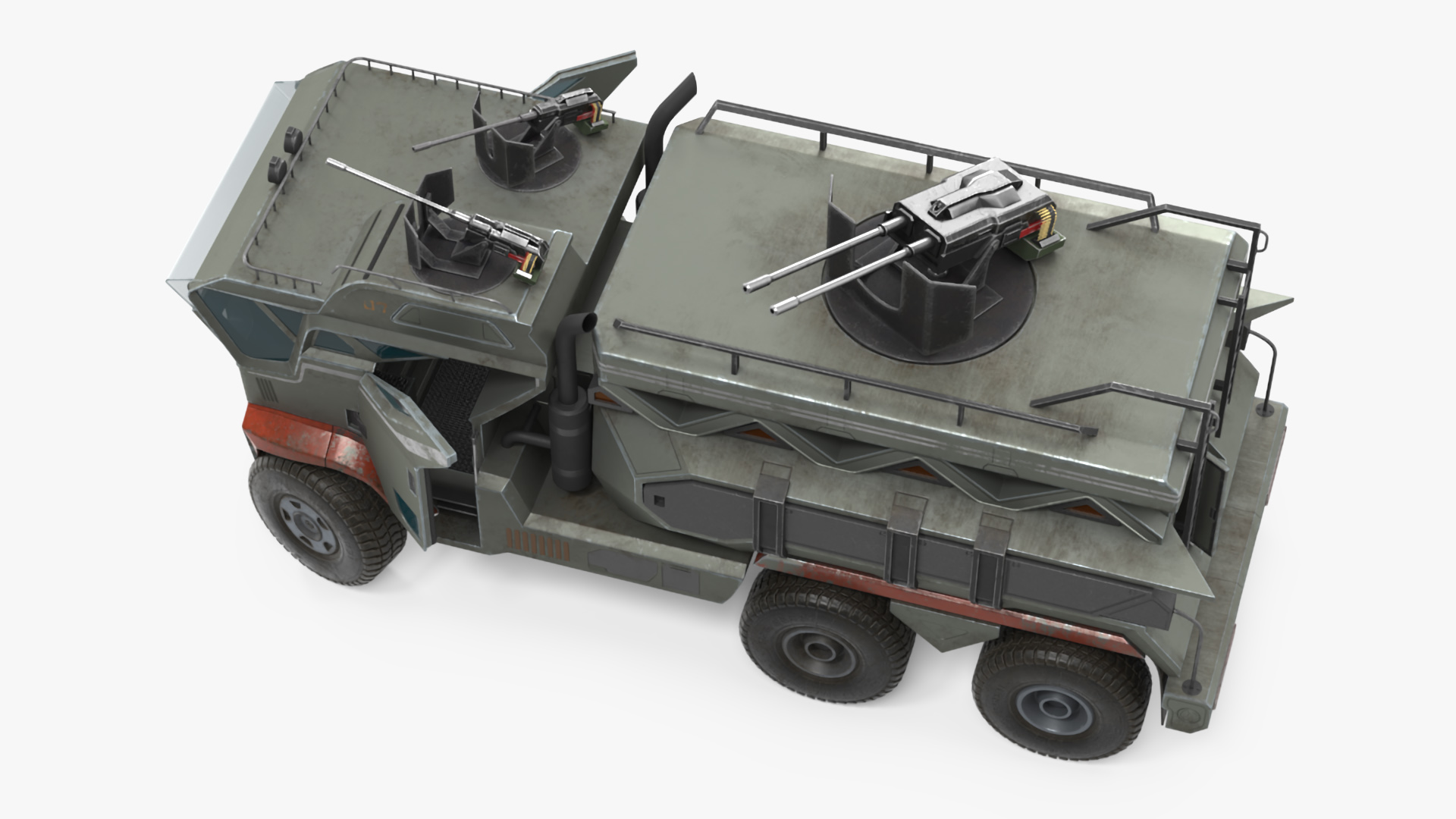 3D Sci-Fi Military Truck Rigged model