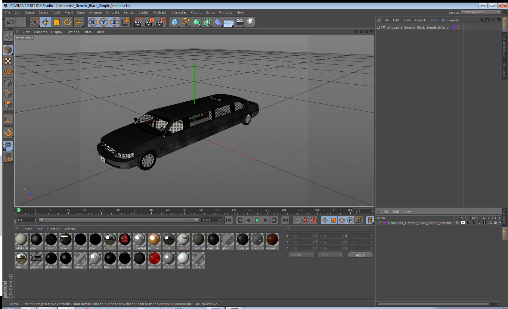 Limousine Generic Black Simple Interior 3D model