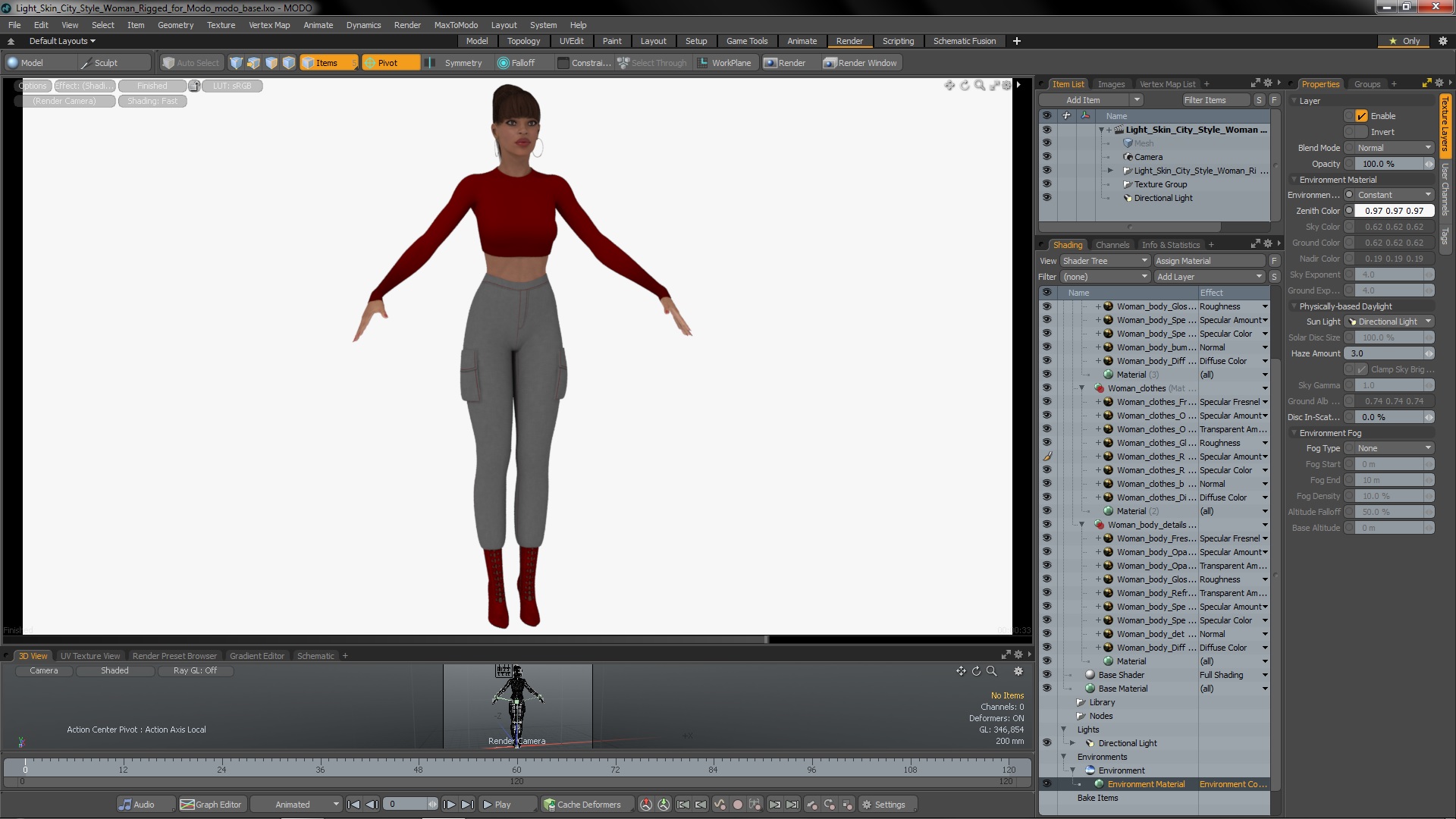 3D Light Skin City Style Woman Rigged for Modo model