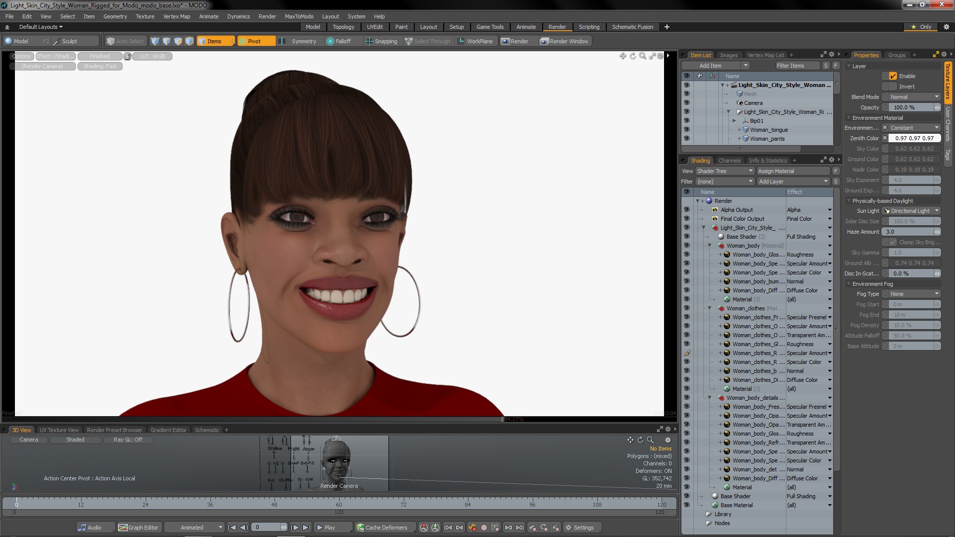 3D Light Skin City Style Woman Rigged for Modo model