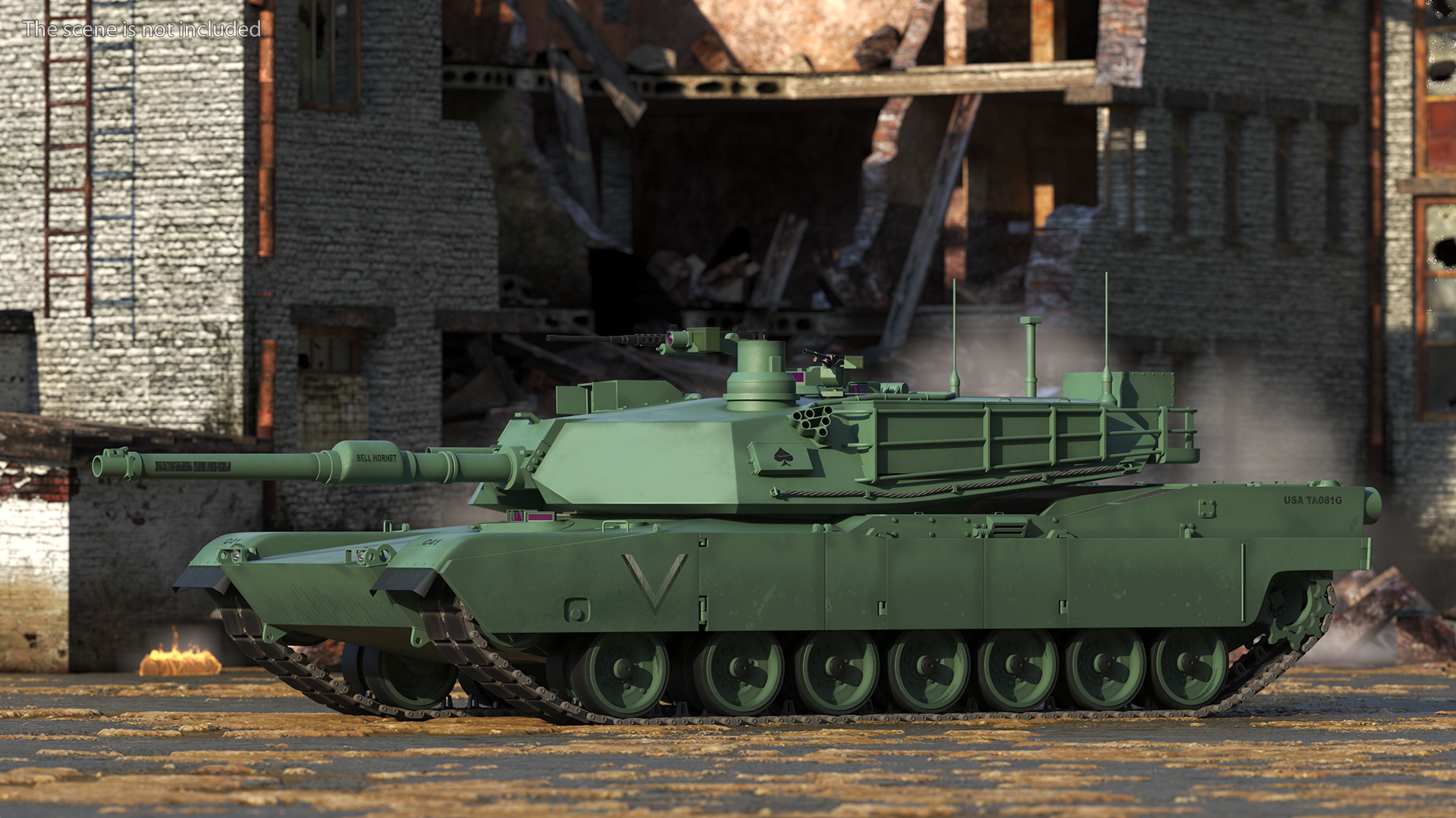 M1 Abrams 2 Green Rigged 3D model