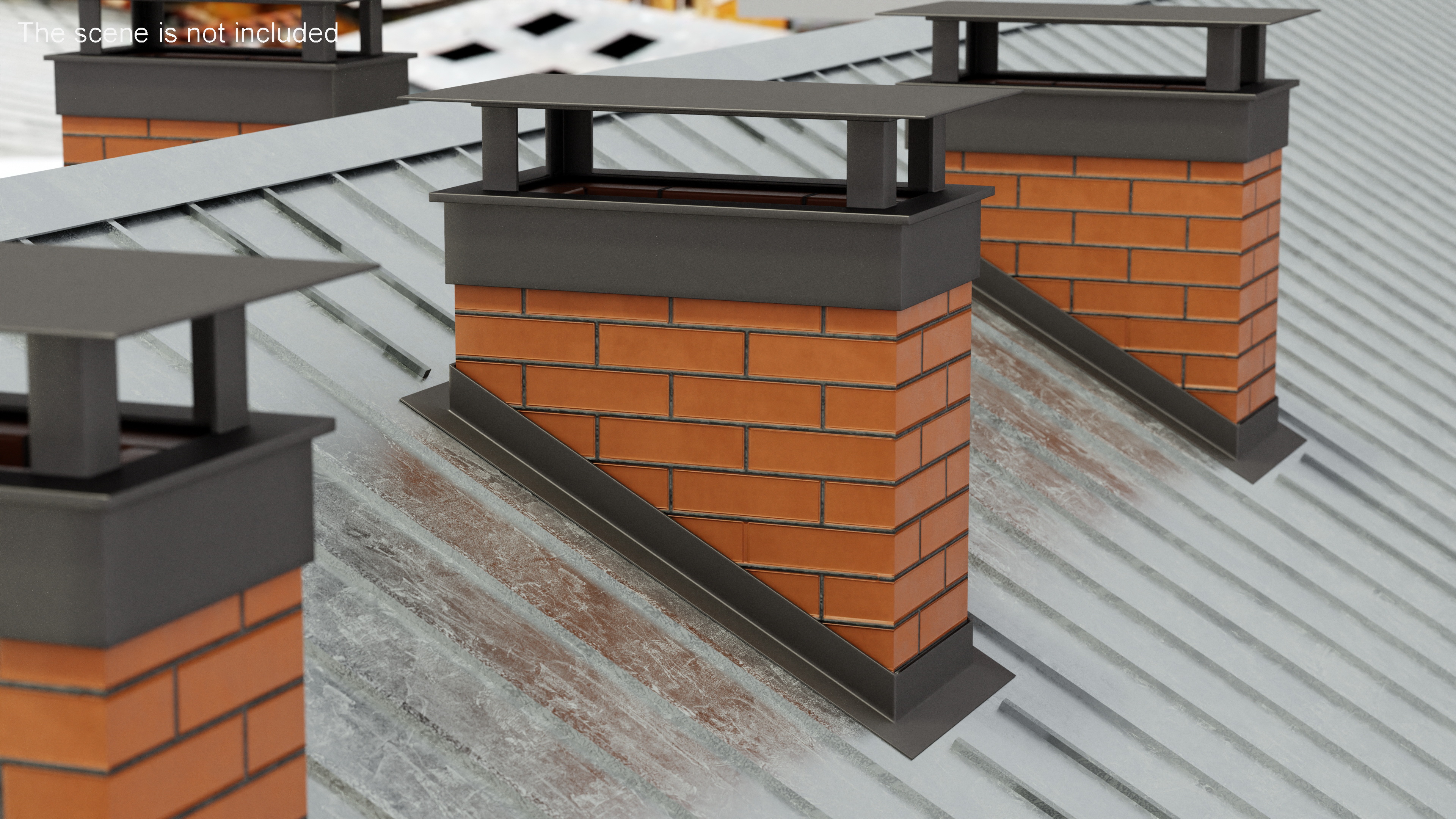 Brick Chimney Rectangular Corner Base 3D