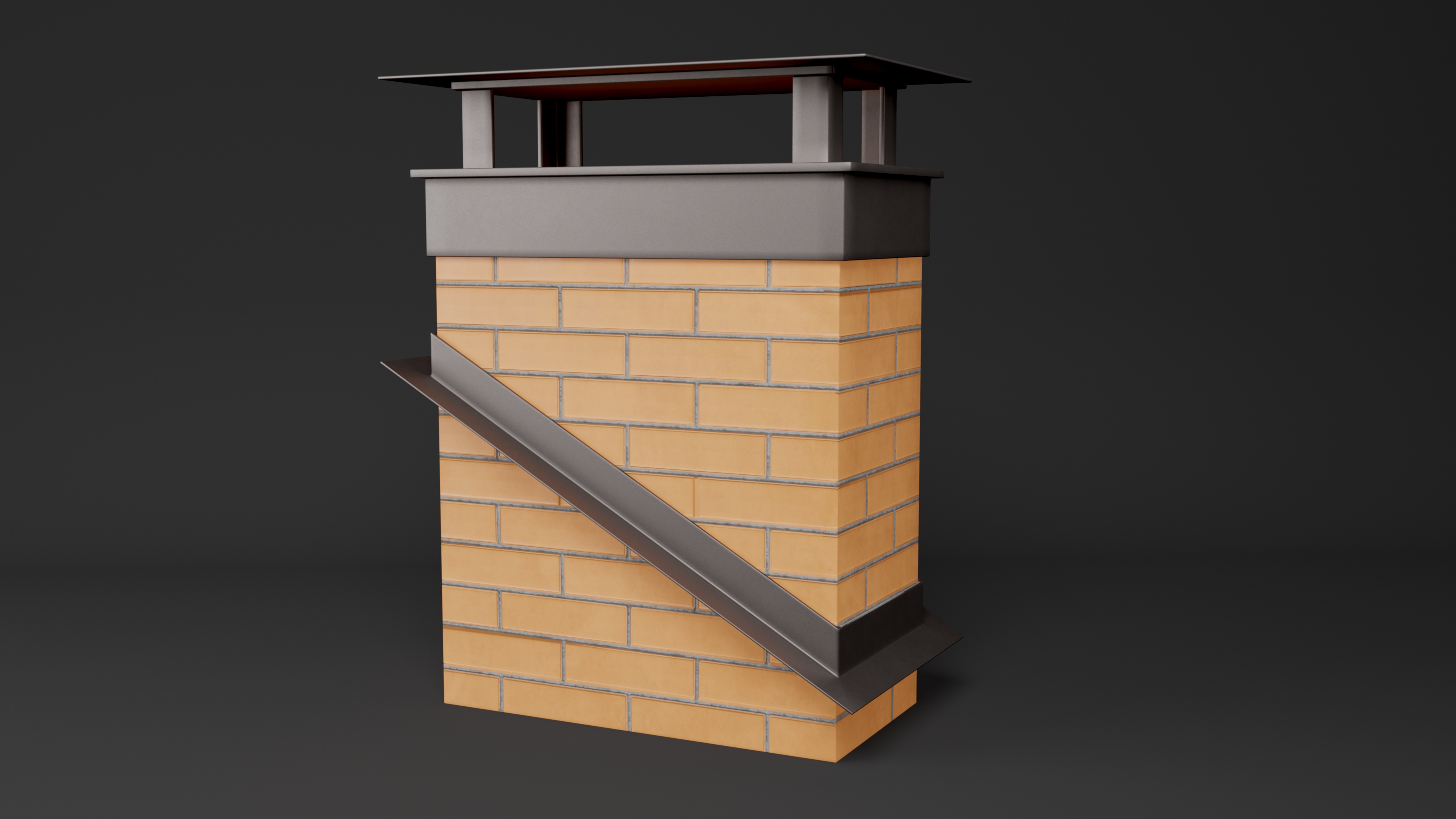 Brick Chimney Rectangular Corner Base 3D