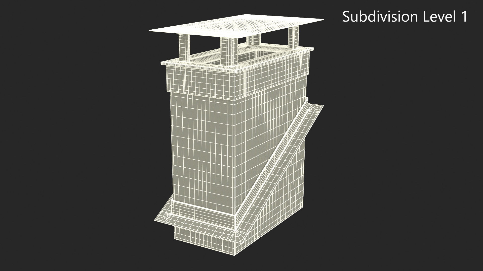 Brick Chimney Rectangular Corner Base 3D