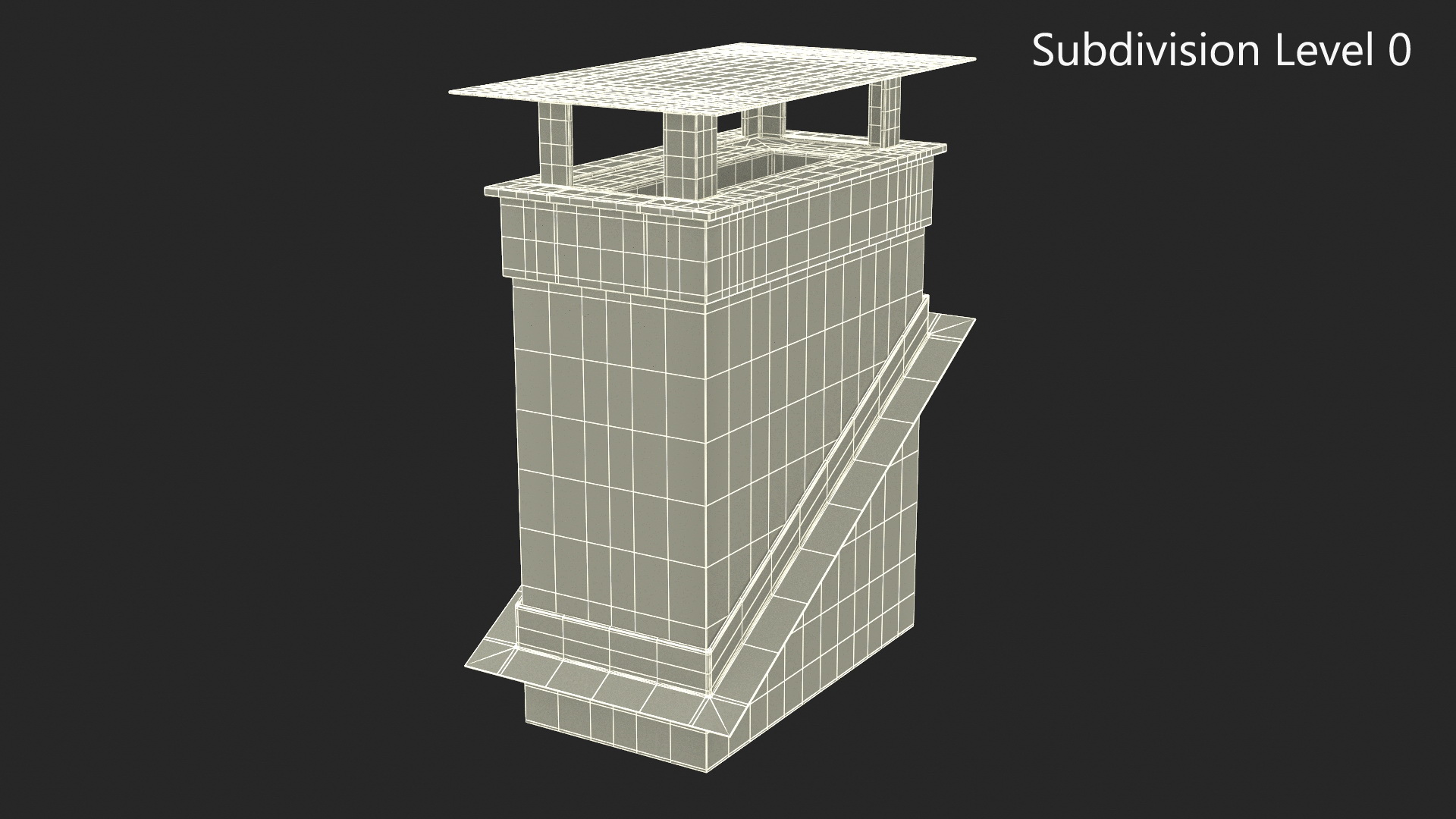 Brick Chimney Rectangular Corner Base 3D