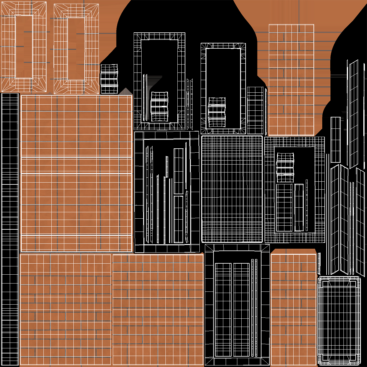 Brick Chimney Rectangular Corner Base 3D