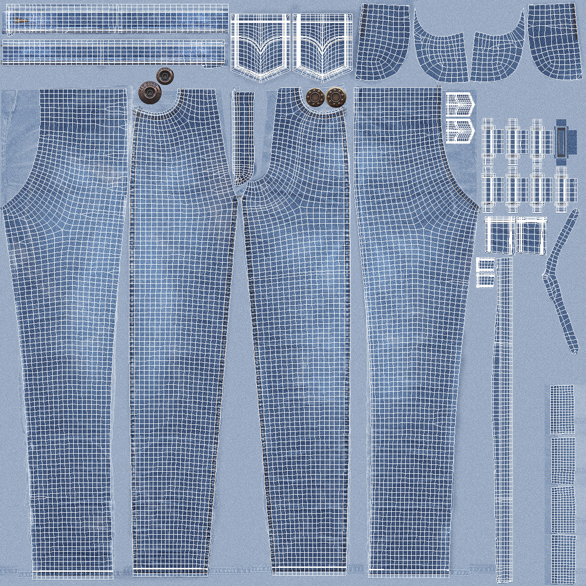 3D Casual Blue Denim Jeans model