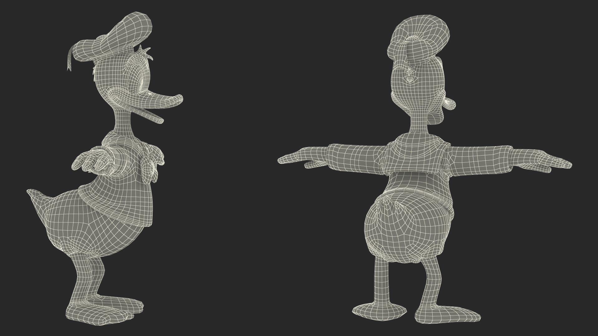 Disney Character Donald Duck Rigged for Maya 3D model