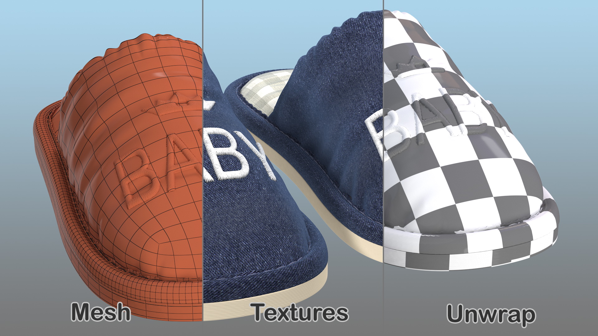 3D Kids Home Slippers model