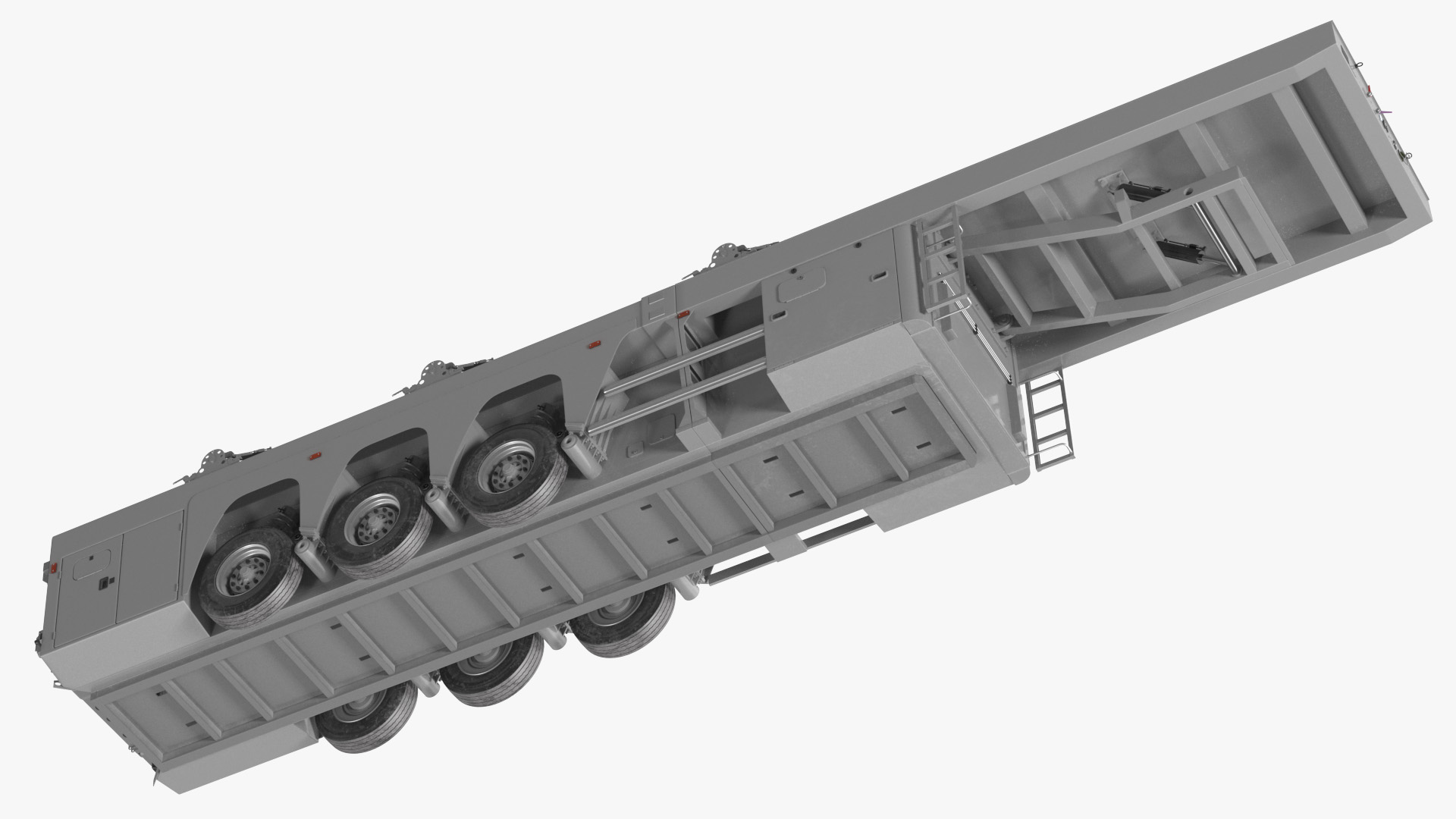 3D model Concrete Panel Semi Trailer Empty Rigged