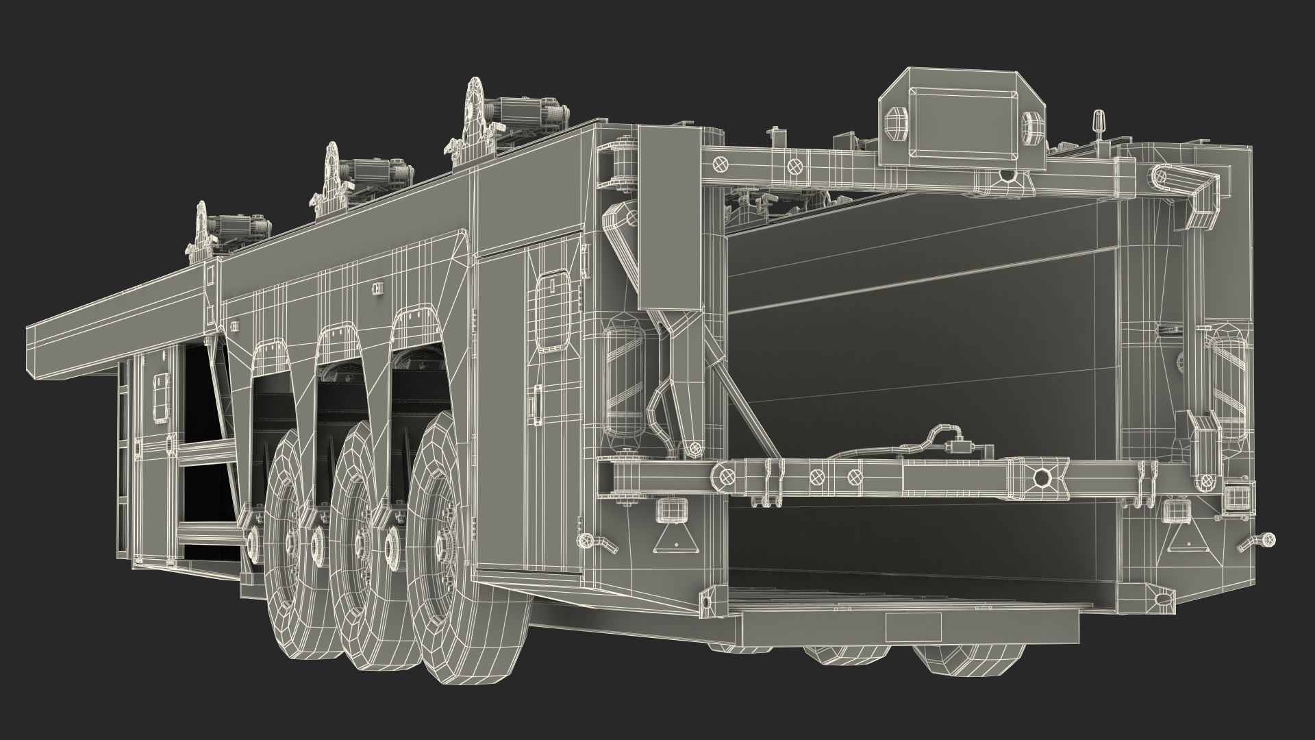 3D model Concrete Panel Semi Trailer Empty Rigged