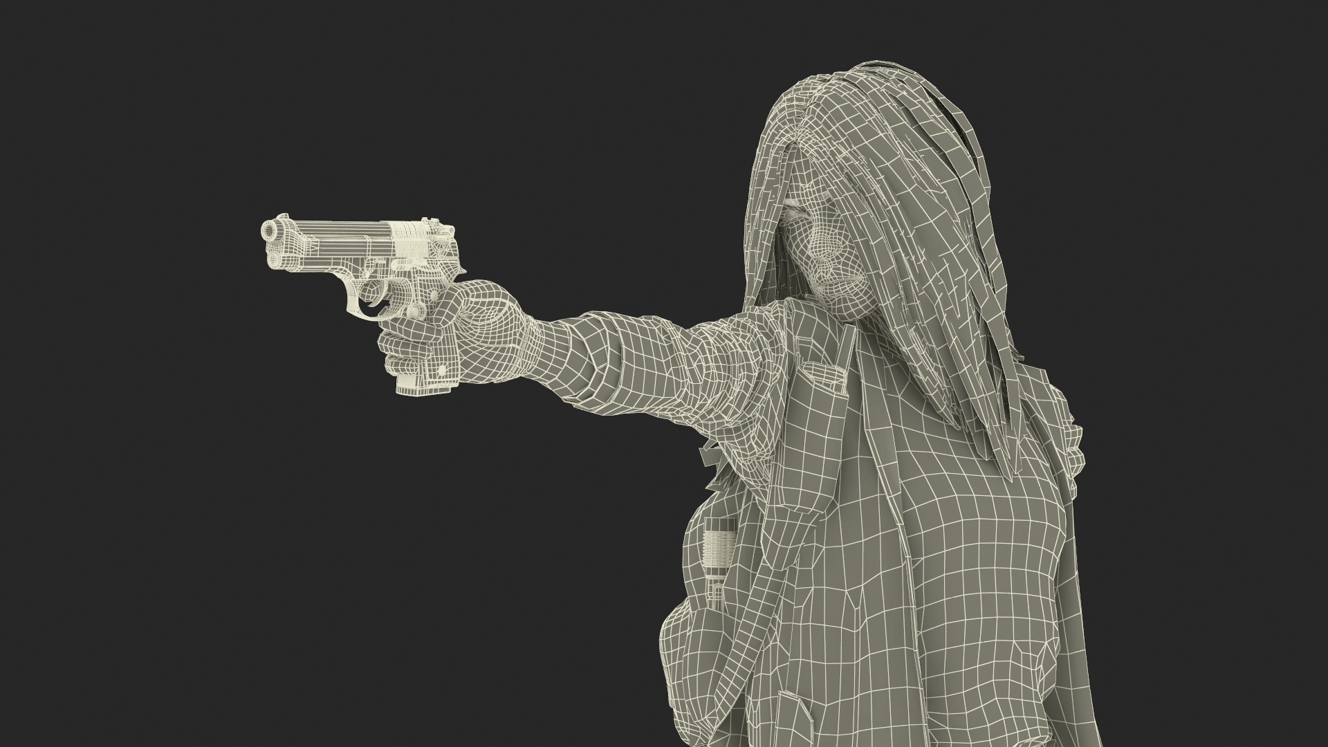 3D Survivor Girl Against Zombie model