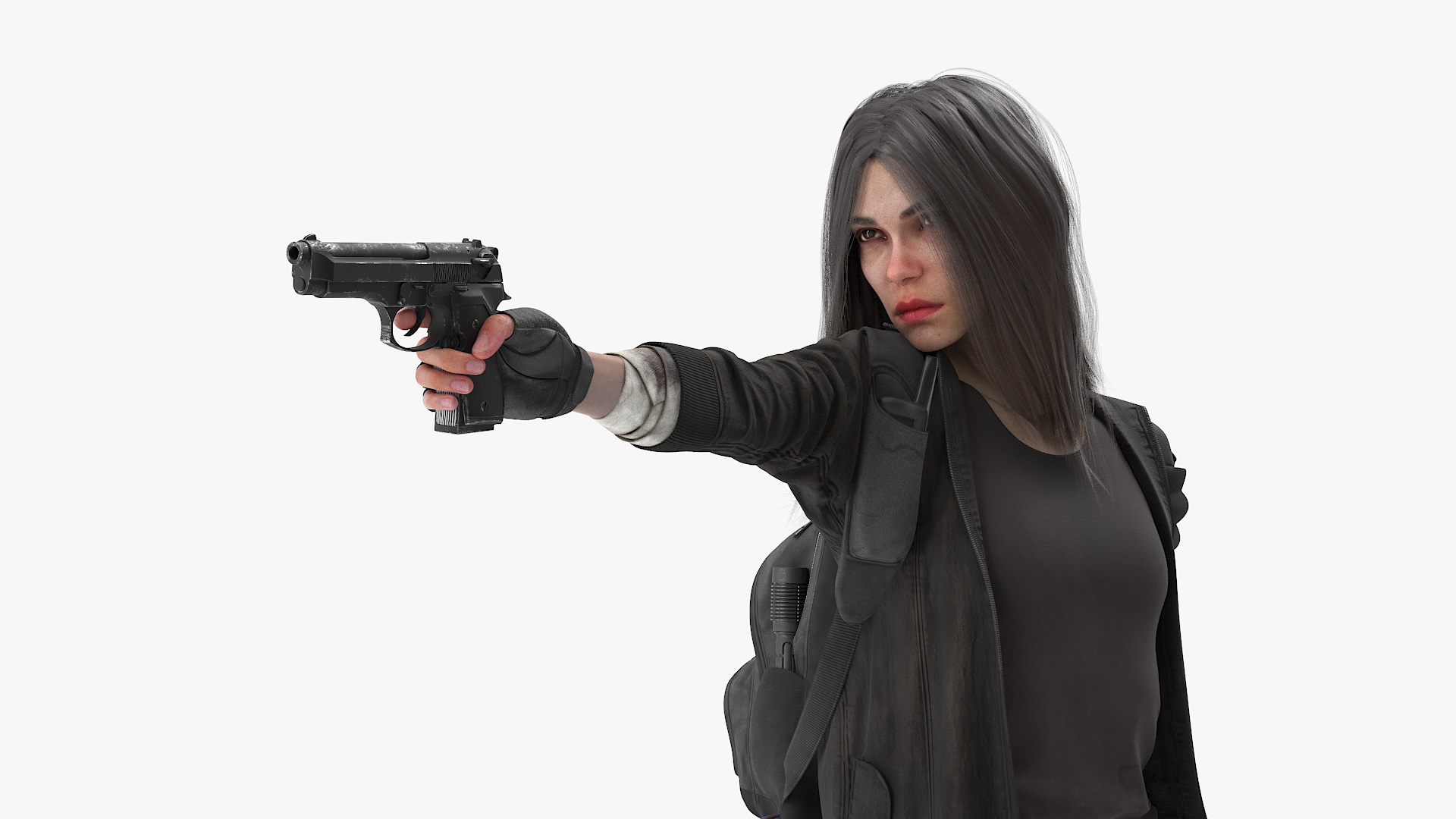 3D Survivor Girl Against Zombie model