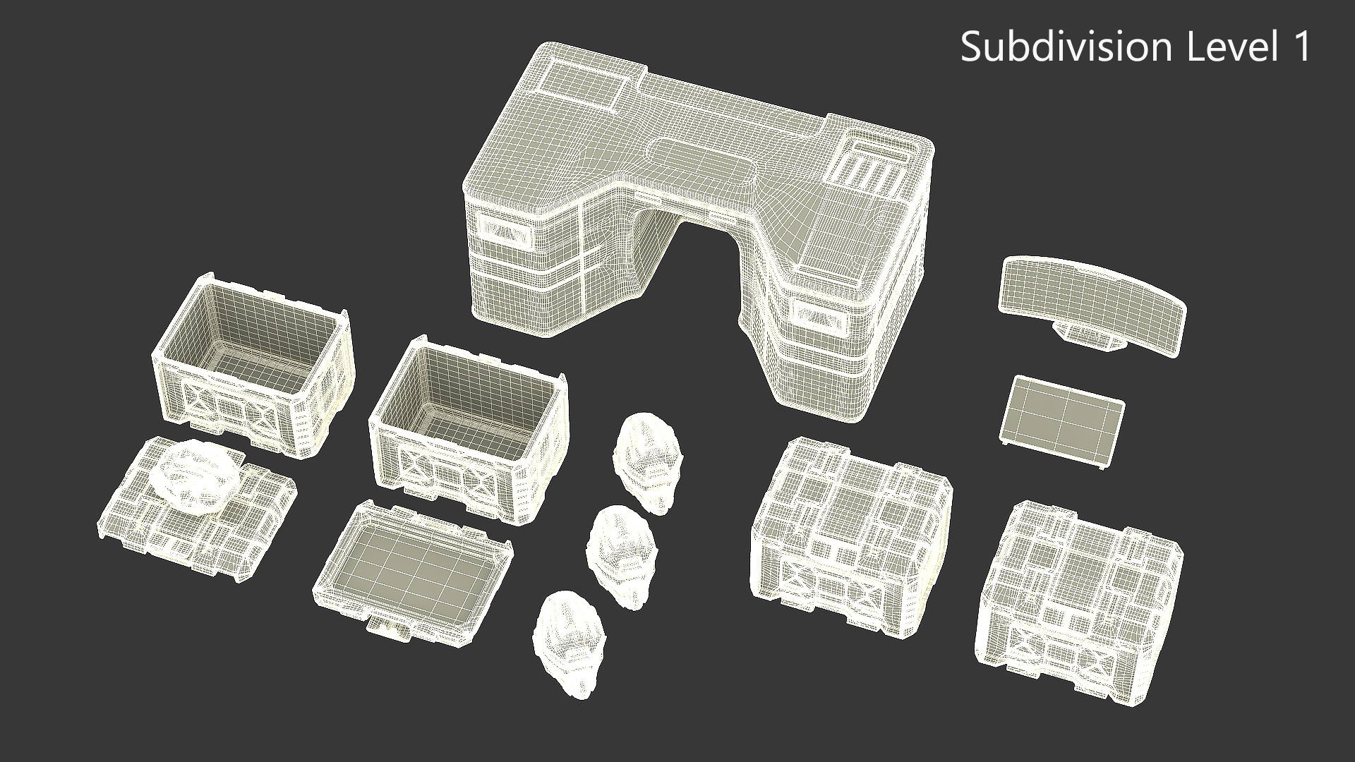 3D Futuristic Command Center with Hellmet Storage