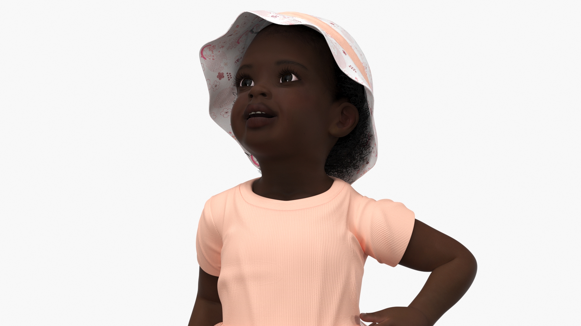 3D Little African Girl in Summer Outfit Rigged model