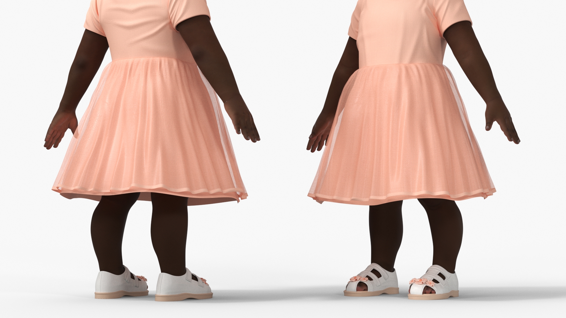 3D Little African Girl in Summer Outfit Rigged model