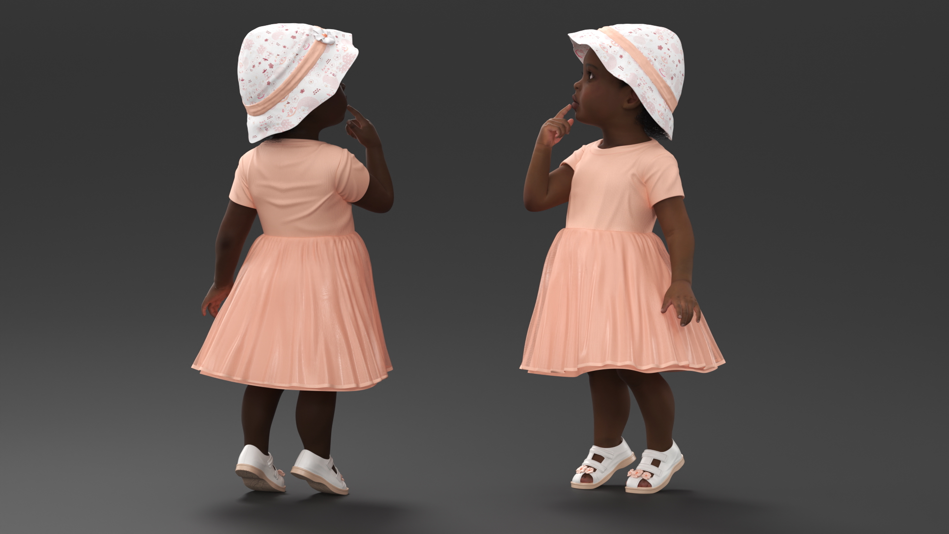 3D Little African Girl in Summer Outfit Rigged model