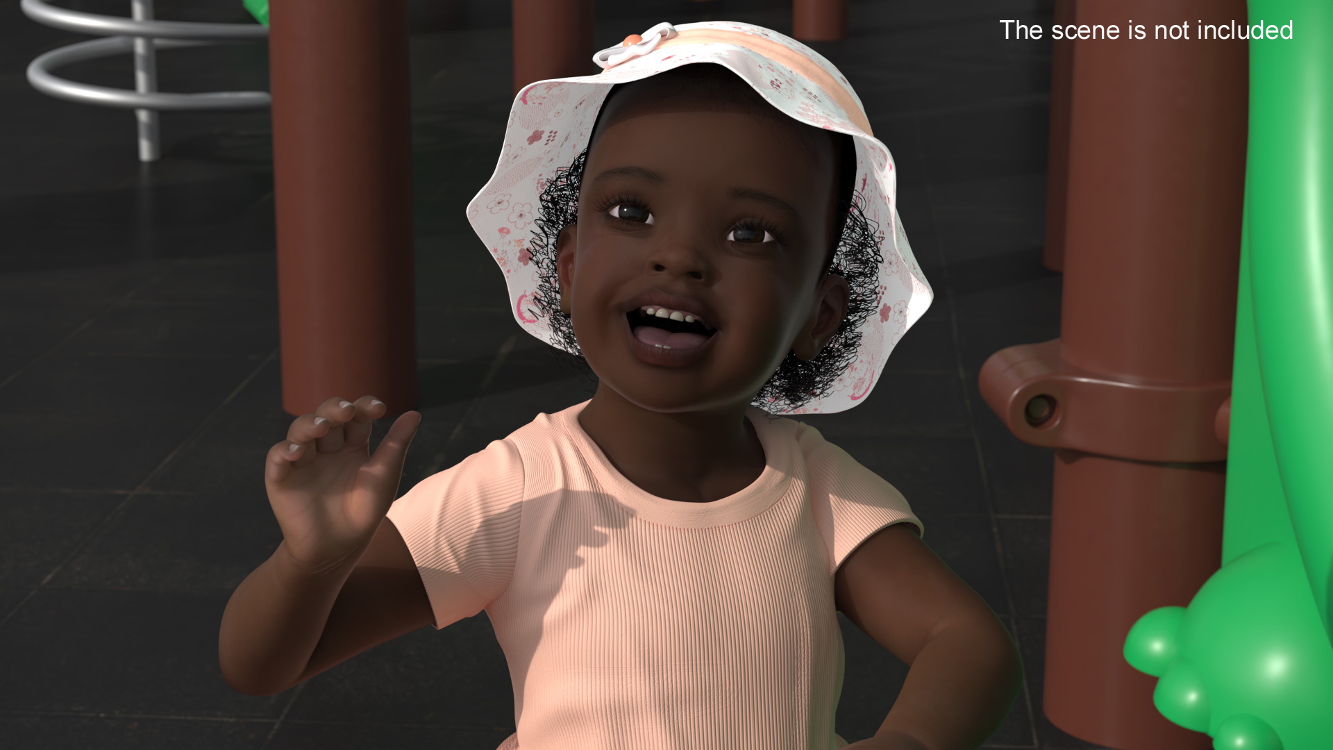 3D Little African Girl in Summer Outfit Rigged model