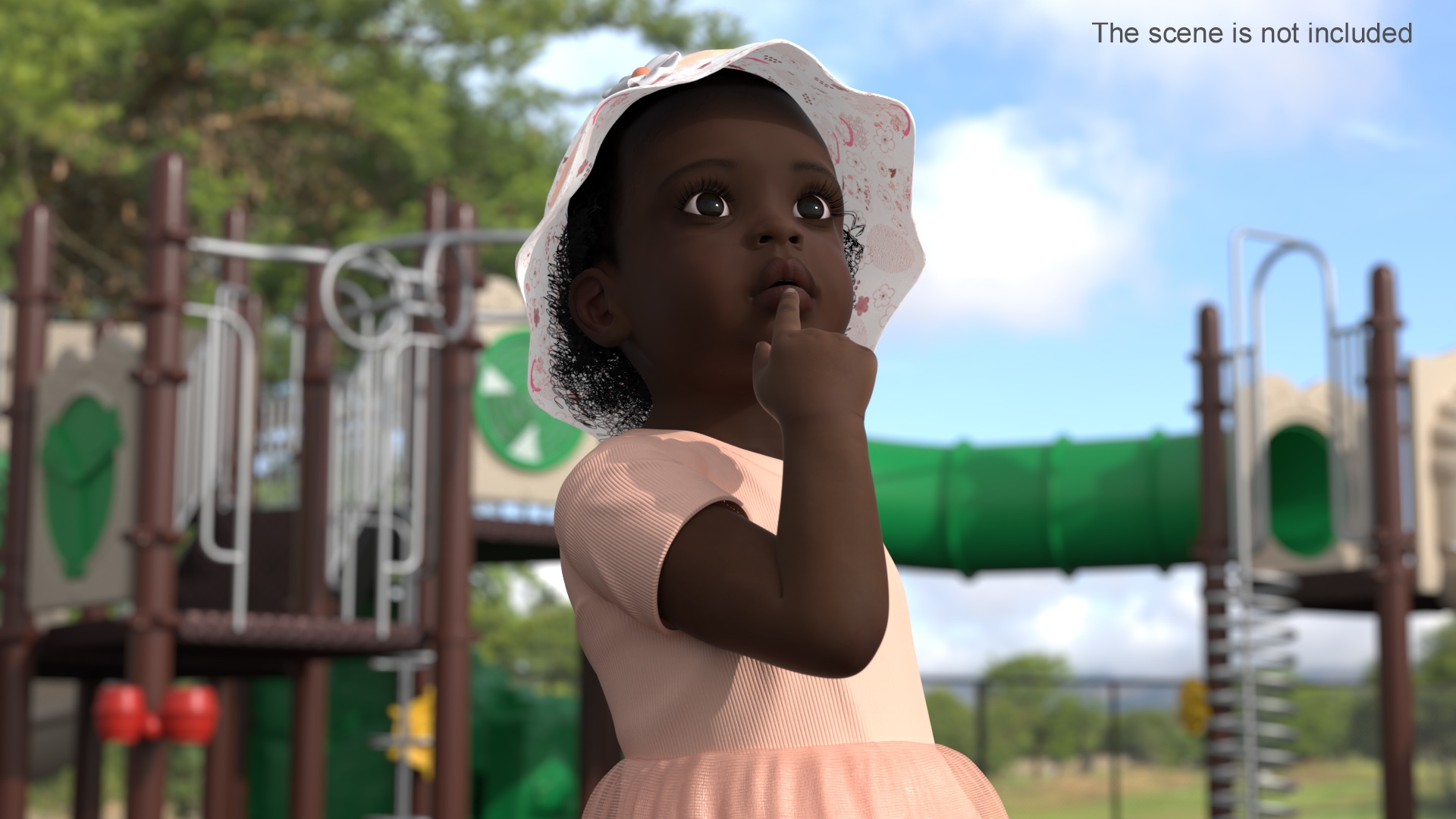 3D Little African Girl in Summer Outfit Rigged model