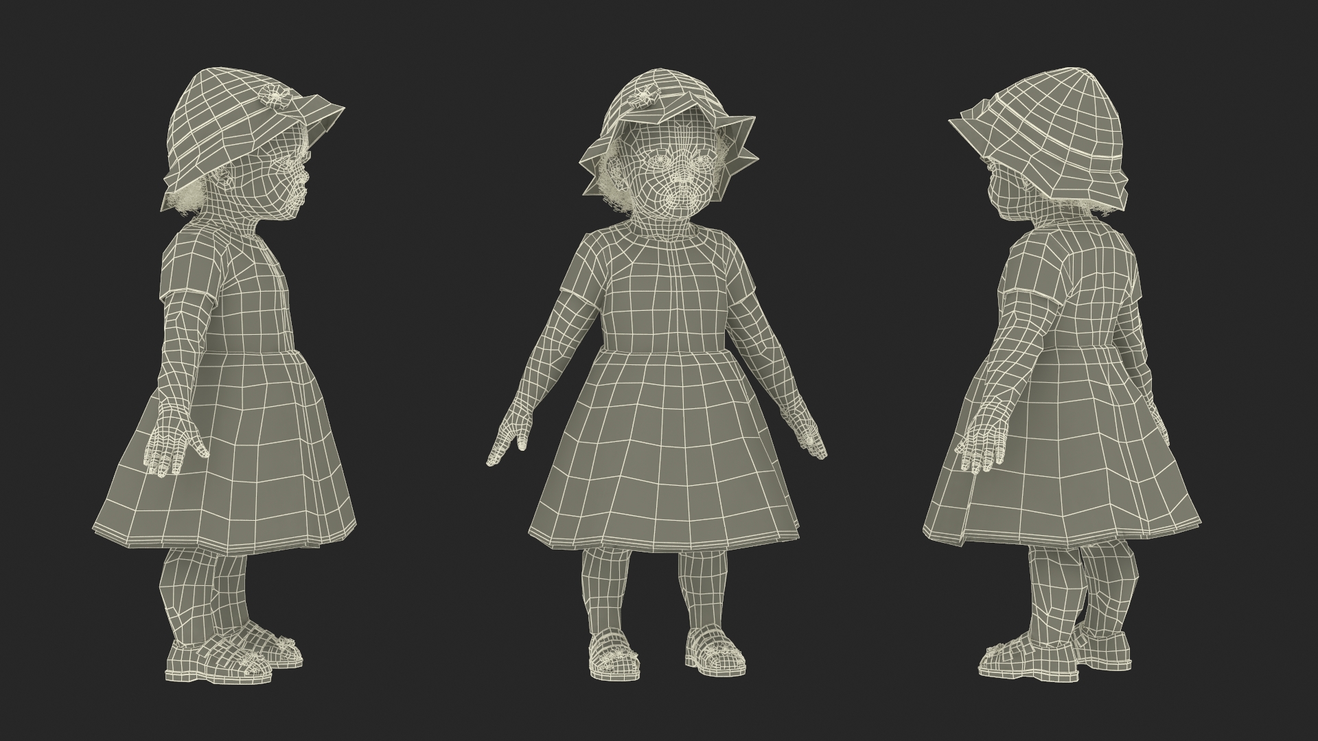 3D Little African Girl in Summer Outfit Rigged model