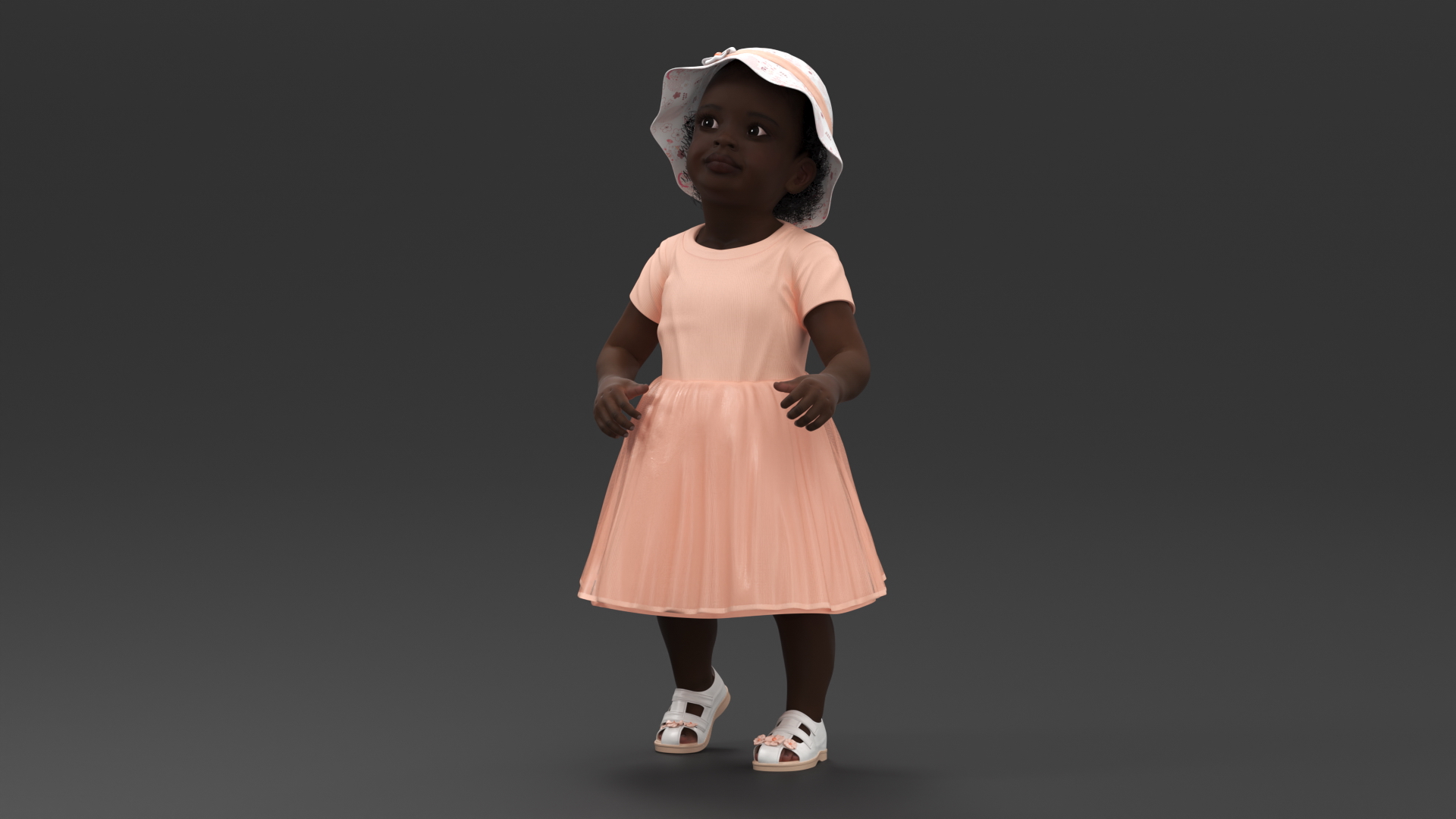 3D Little African Girl in Summer Outfit Rigged model