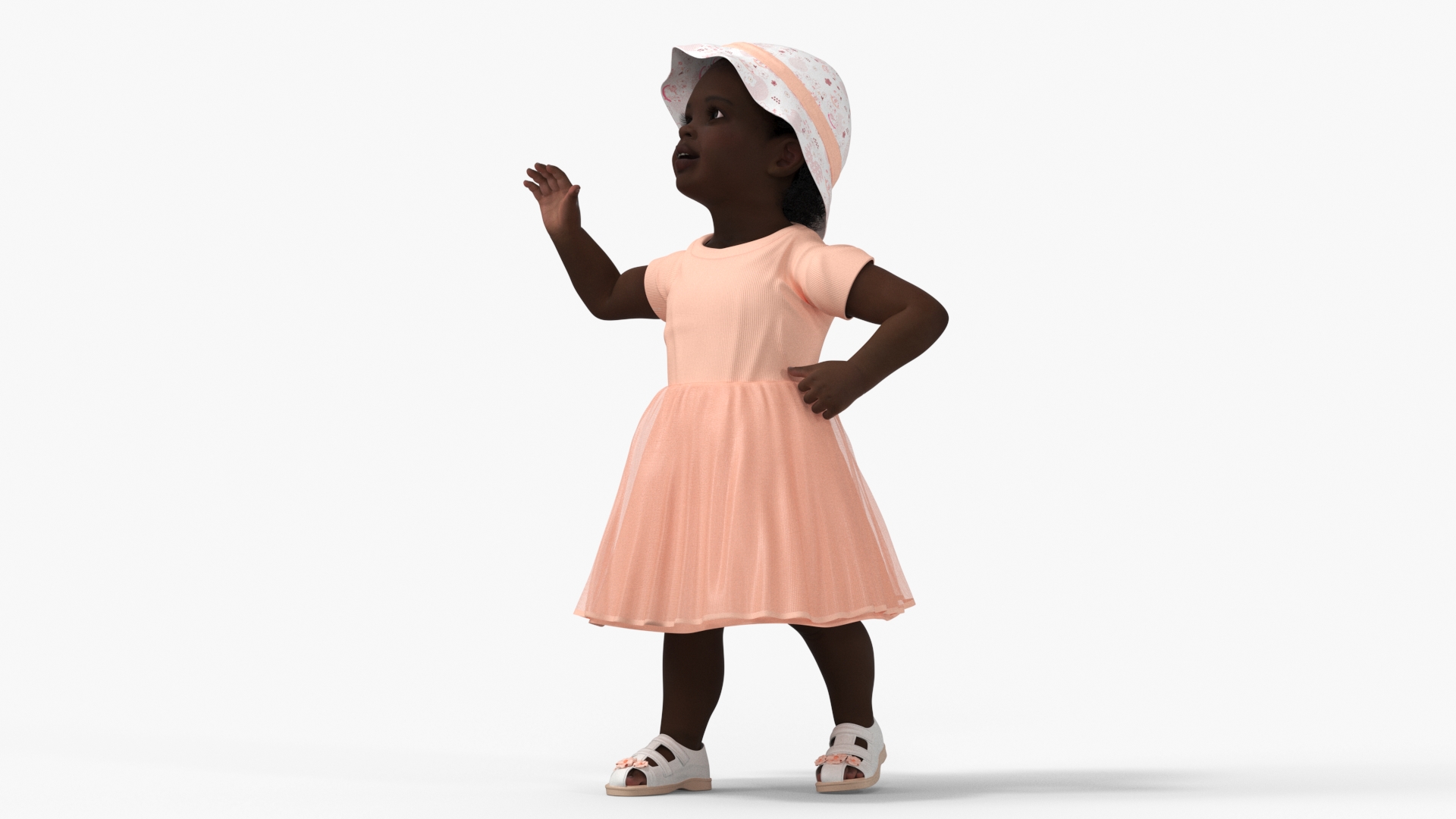 3D Little African Girl in Summer Outfit Rigged model