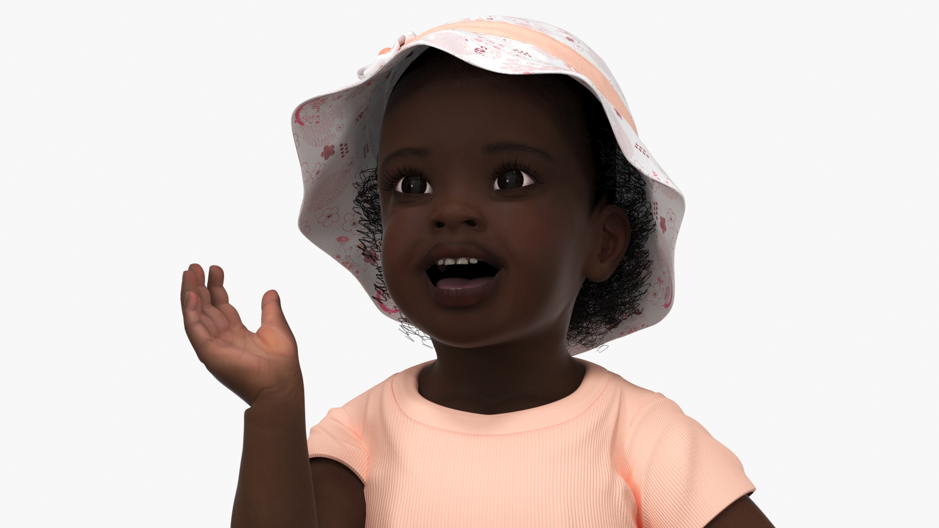 3D Little African Girl in Summer Outfit Rigged model