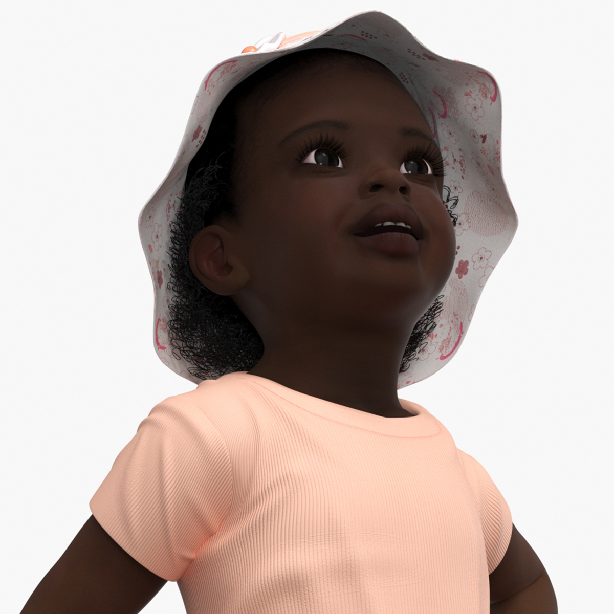 3D Little African Girl in Summer Outfit Rigged model