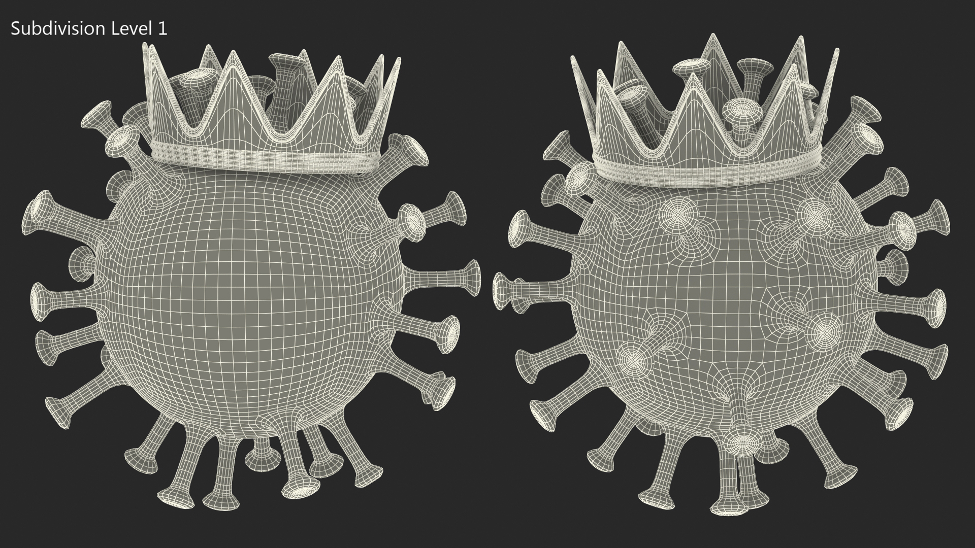 Covid Emoji with Crown 3D