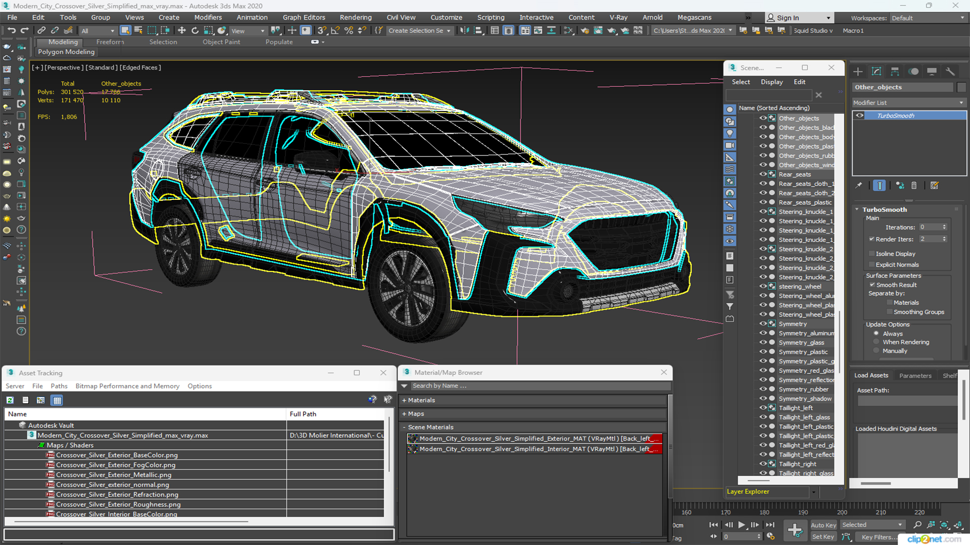 Modern City Crossover Silver Simplified 3D model