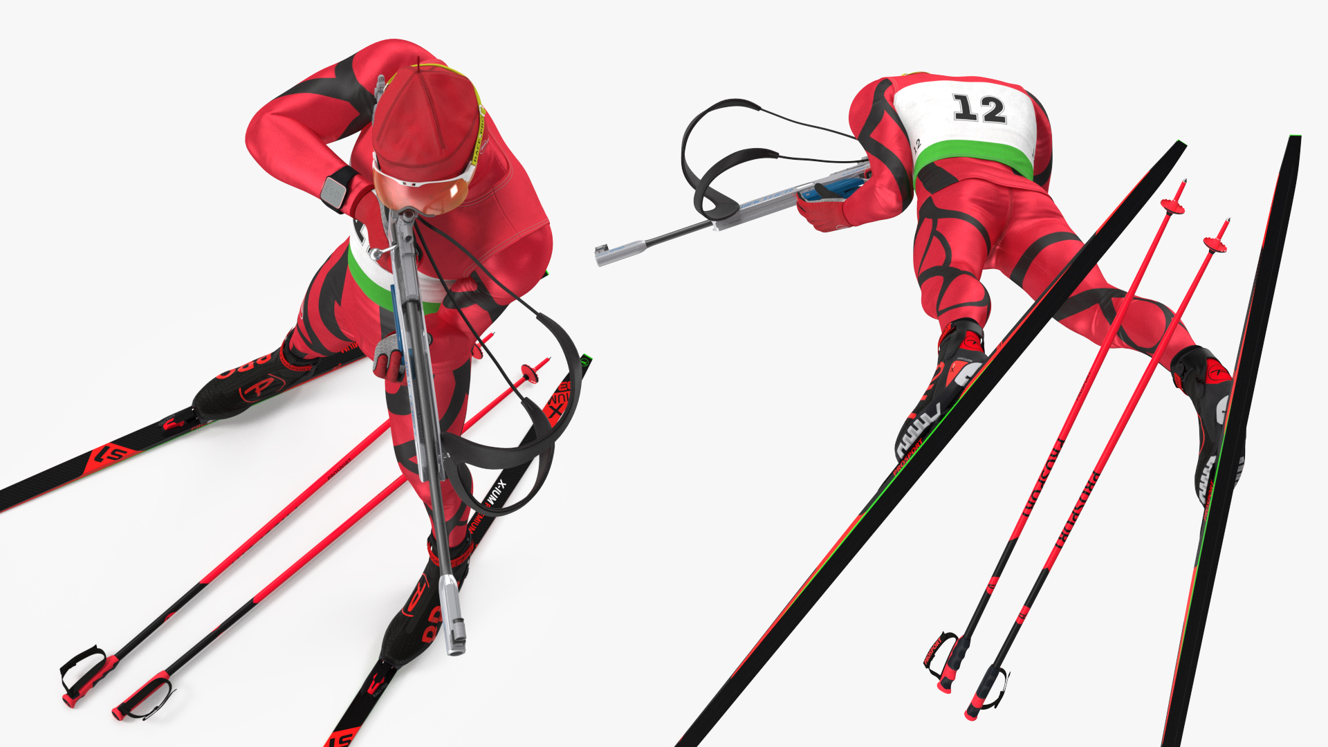 3D Biathlete Fully Equipped Standing Pose model