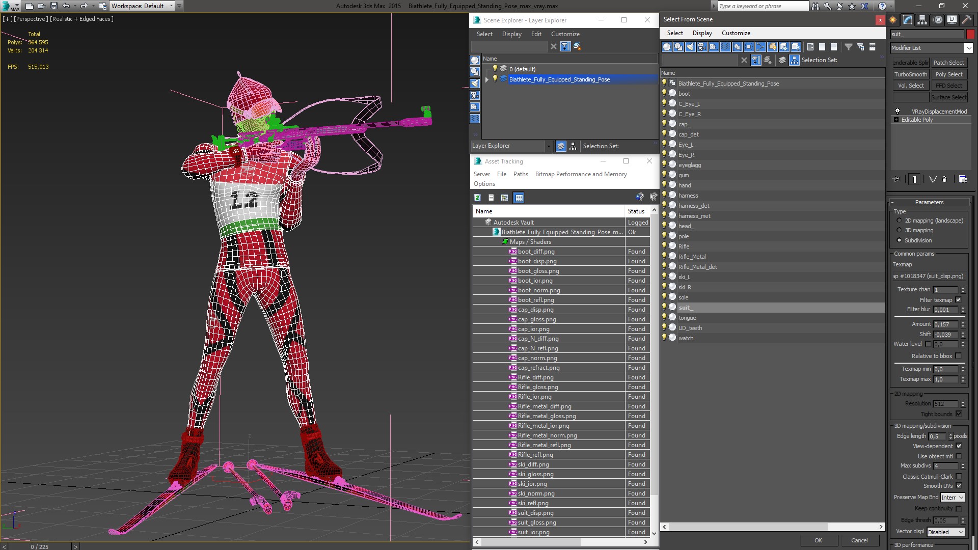 3D Biathlete Fully Equipped Standing Pose model