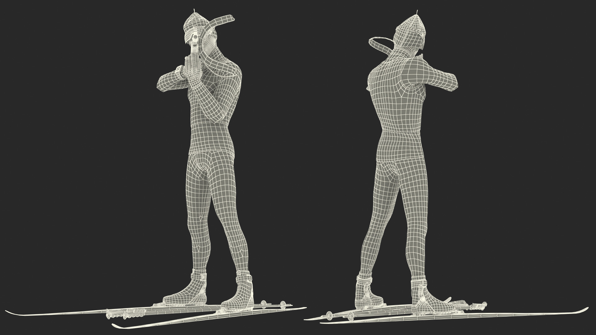 3D Biathlete Fully Equipped Standing Pose model