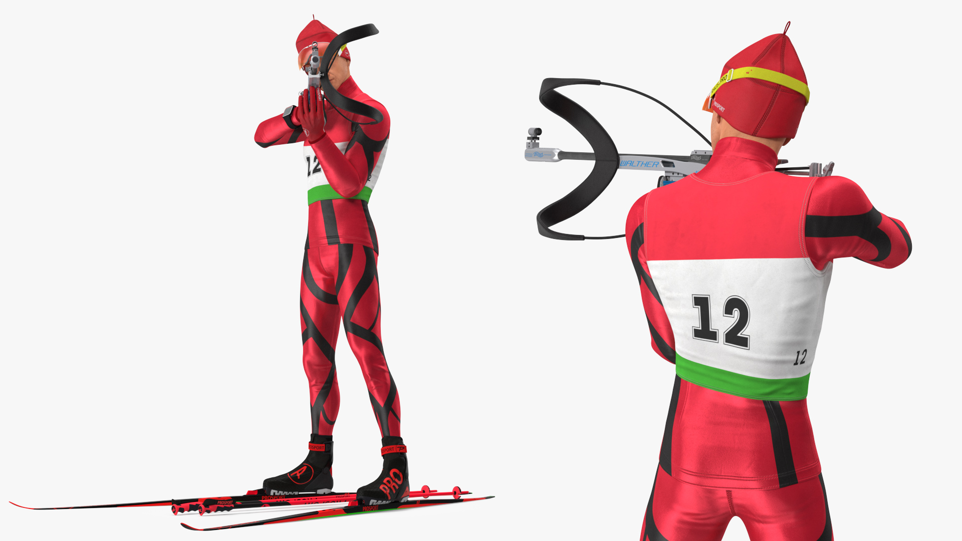 3D Biathlete Fully Equipped Standing Pose model