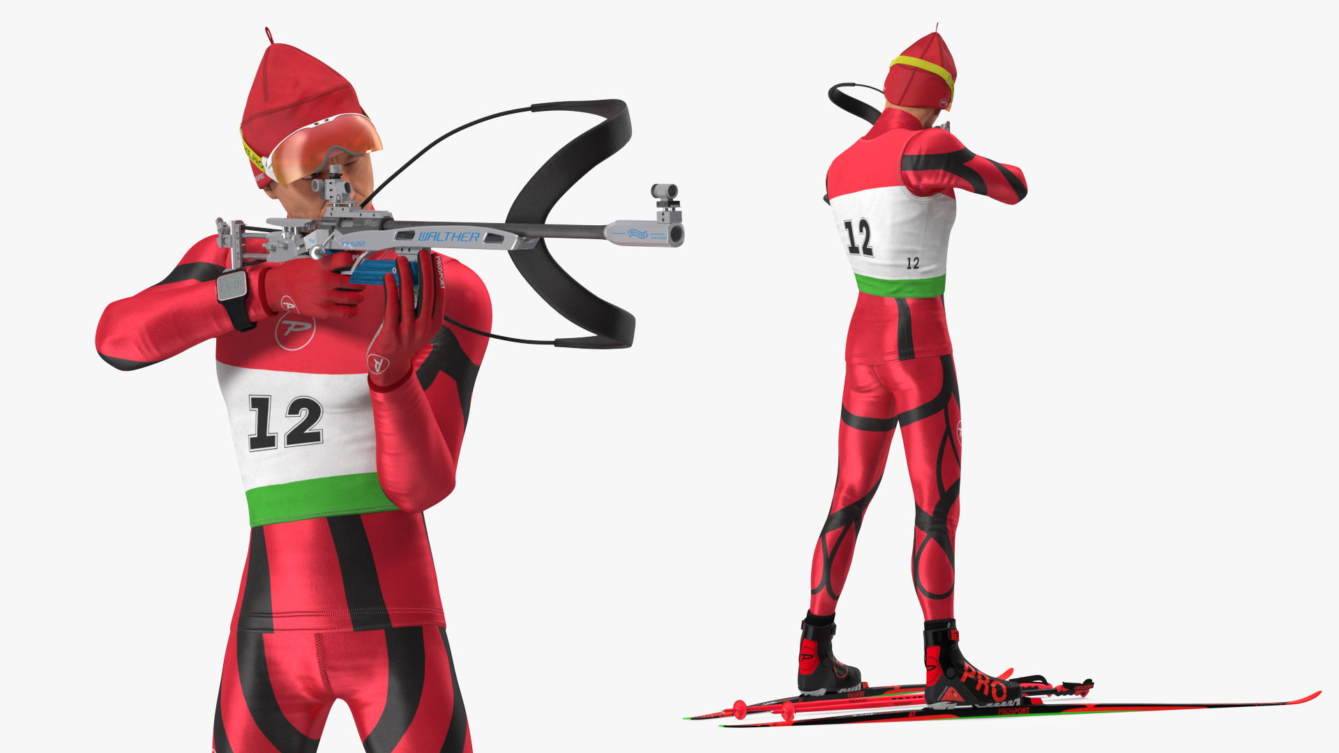 3D Biathlete Fully Equipped Standing Pose model