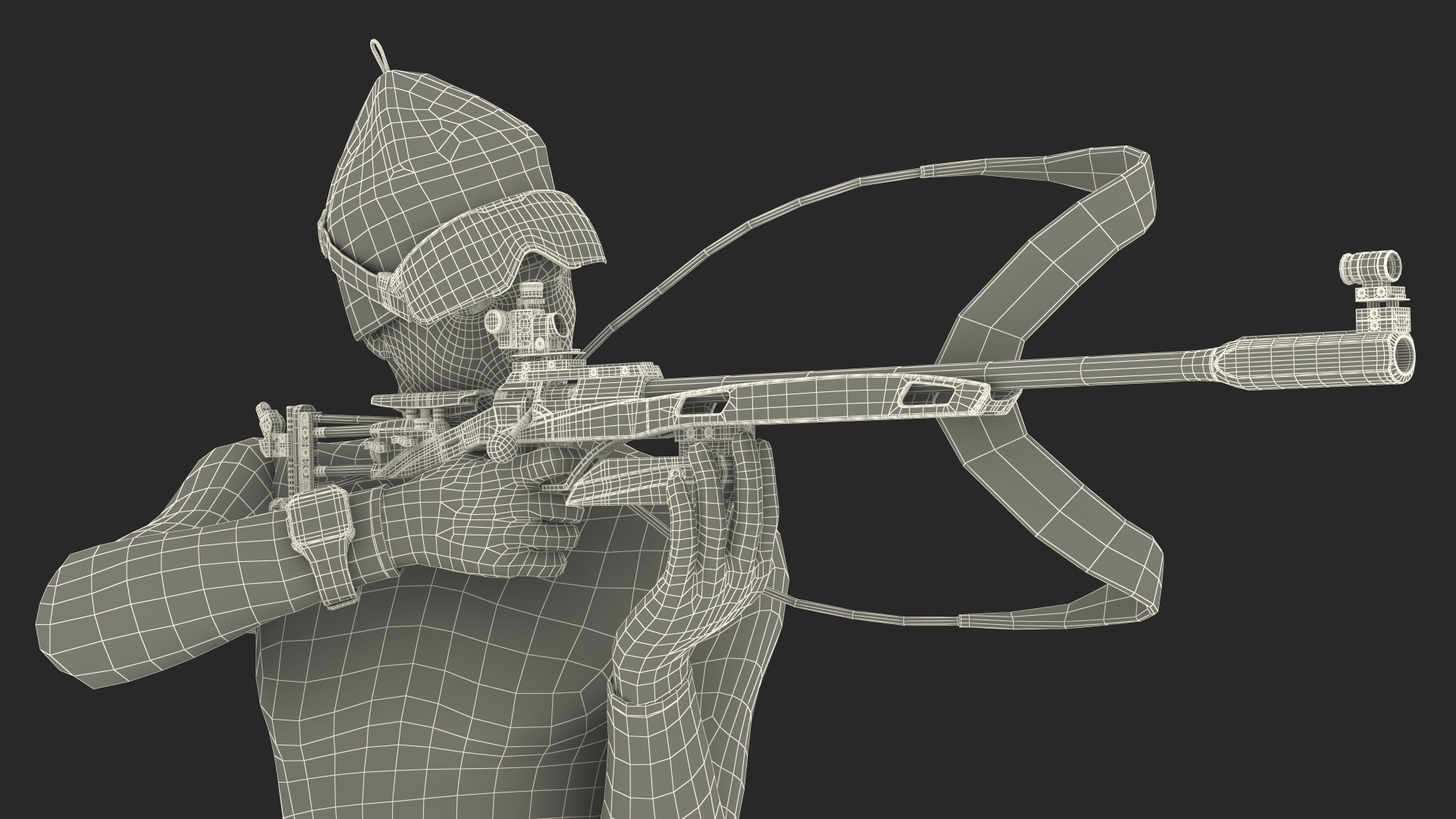 3D Biathlete Fully Equipped Standing Pose model